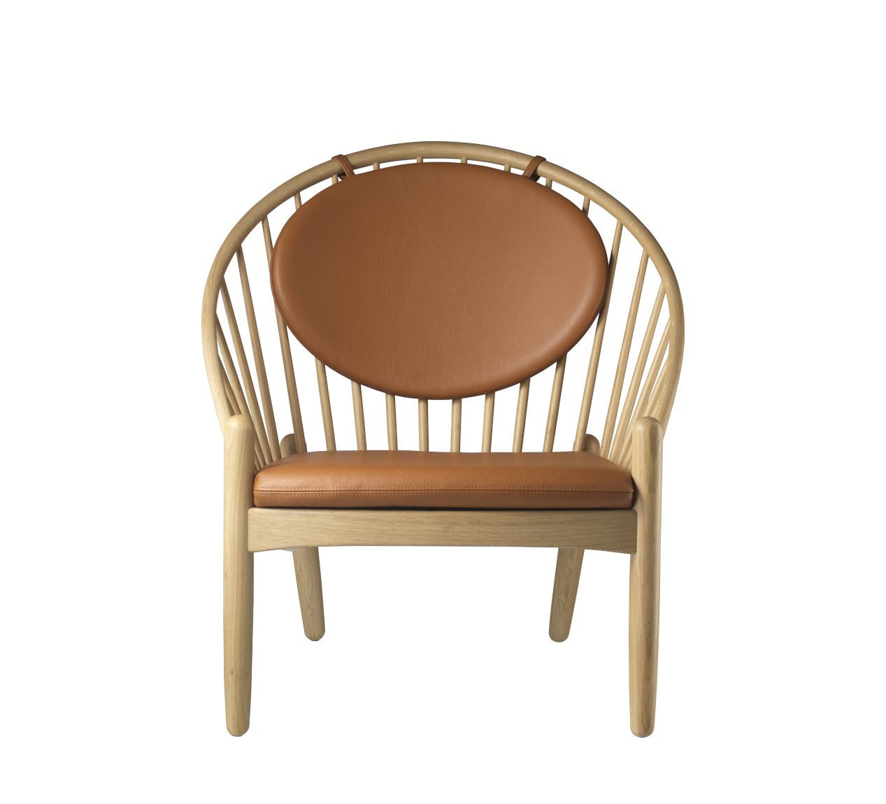 FDB Møbler J166 Jørna Sessel, nordischer Design-Stuhl, Eiche natur, Leder Cognac, funktional, nachhaltig