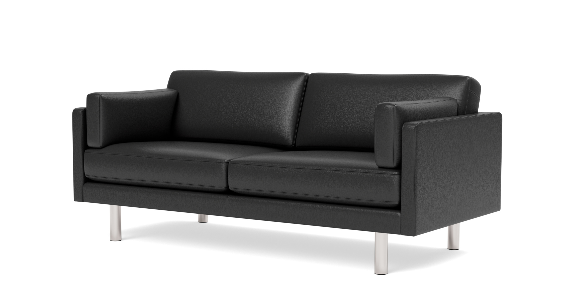 EJ220 Sofa 2-Sitzer, 86 cm, brushed chrom / leder omni 301 schwarz