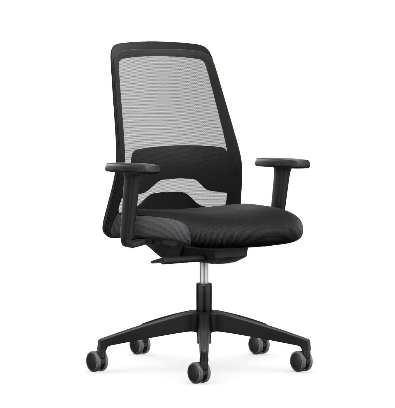 Interstuhl EVERY EV256 Drehstuhl in Schwarz mit Netzrücken, ergonomisch, höhenverstellbar, ideal fürs Büro oder Homeoffice