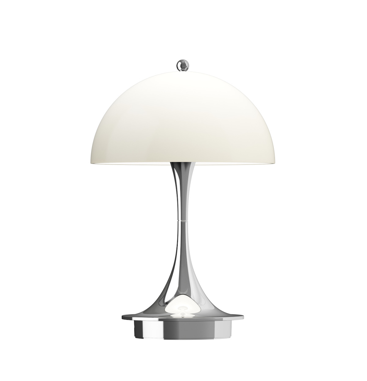 Louis Poulsen Panthella 160 LED Leuchte Chrome Beige Kabellose Panthella 160 LED-Tischleuchte in Chrome Opal Beige von Louis Poulsen, ikonisches Design, dimmbar für Innenräume