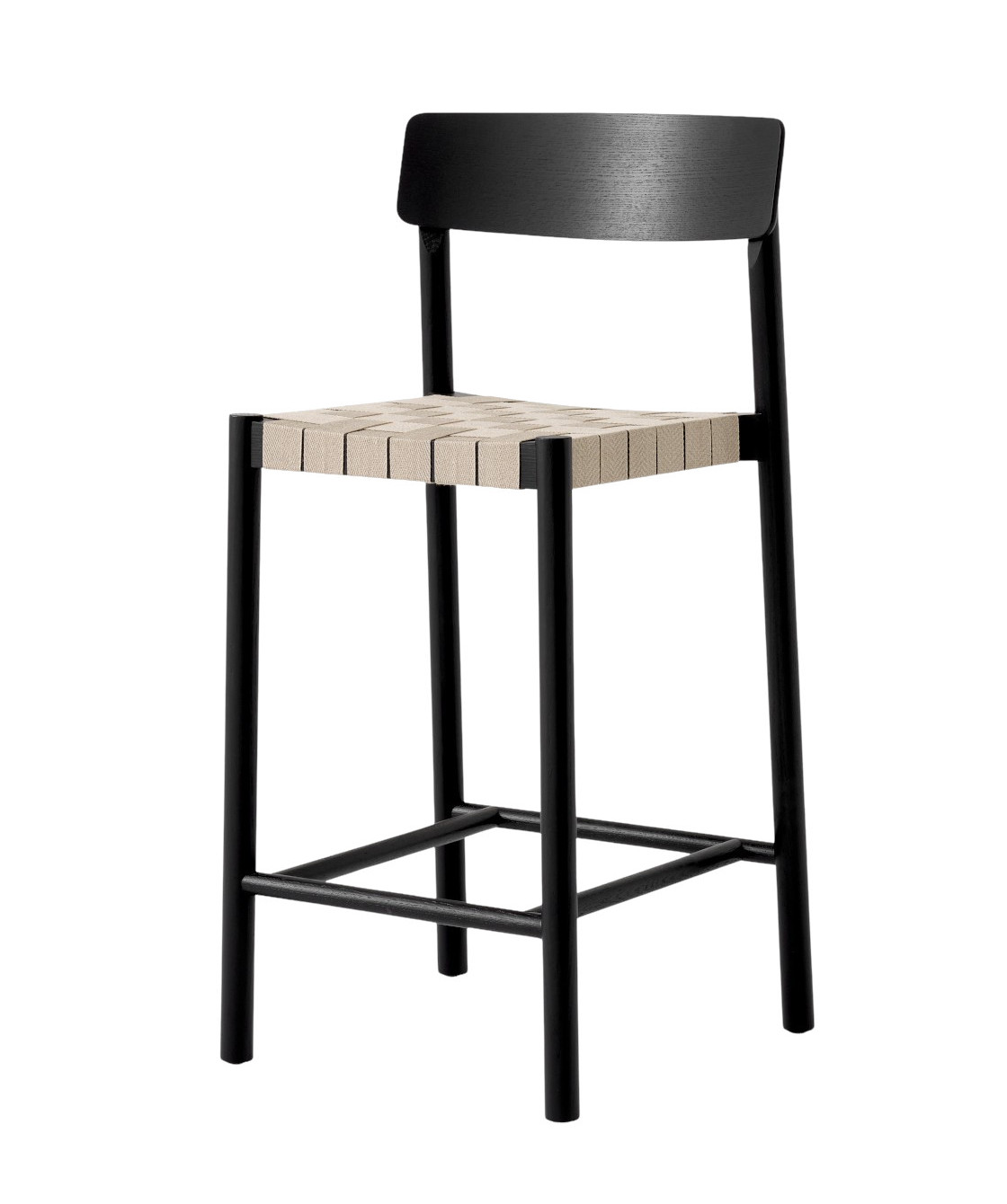 Betty TK12 Barhocker, höhe 65 cm, schwarz / gewebe natur