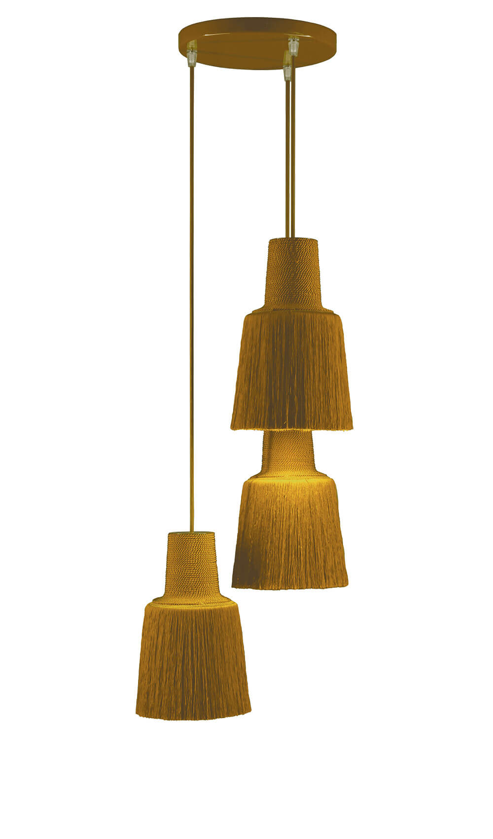 TriplePascha Pendelleuchte von FRAUMAIER, goldfarben, 3 Leuchten, modern, elegantes Esszimmerlicht