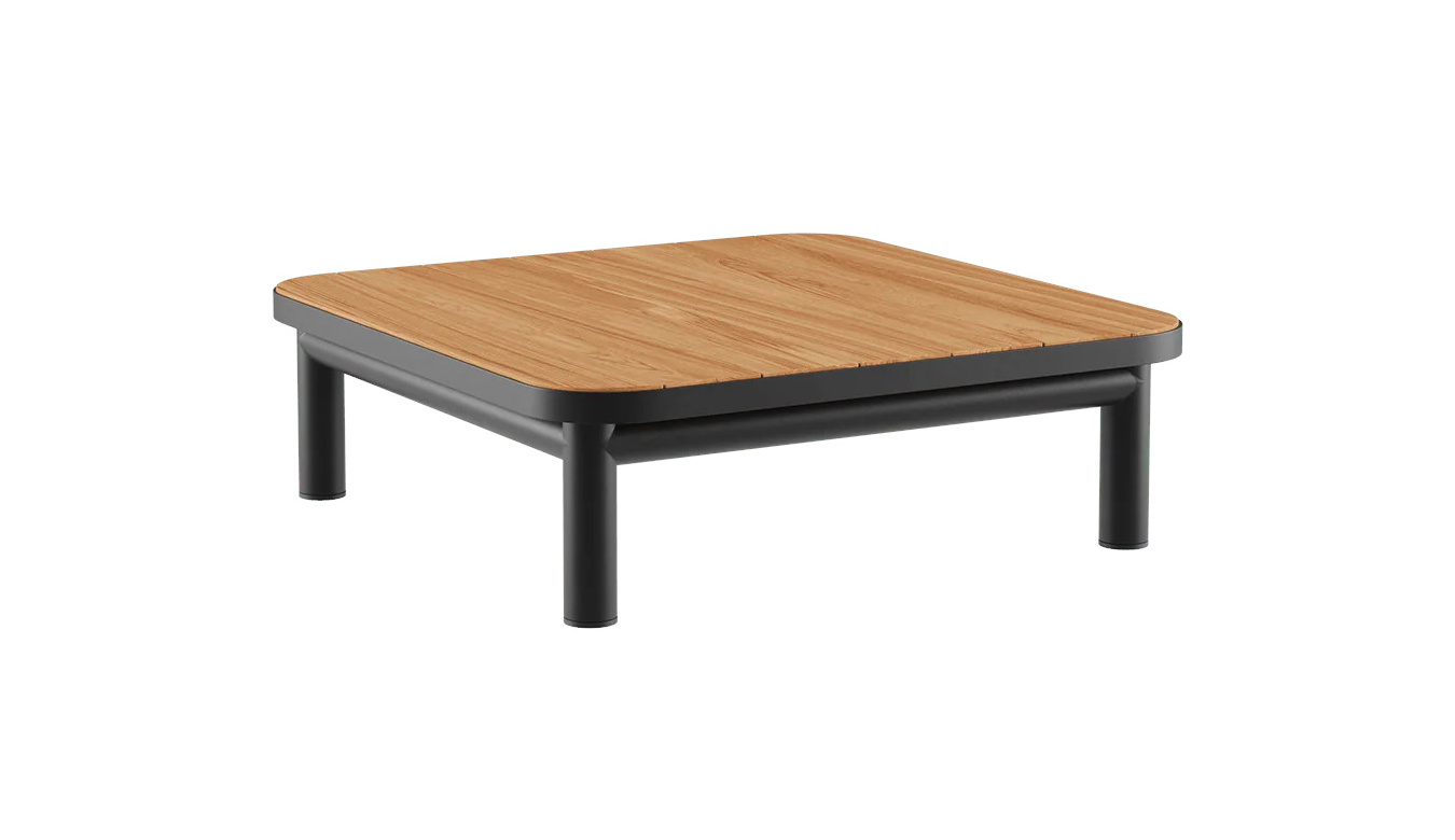 Kirra Couchtisch, 70 x 70 cm, schwarz / teakholz