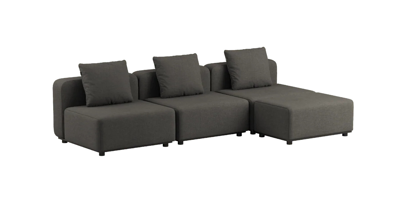 Cobana Loungesofa 3-Sitzer ohne Armlehnen mit Hocker, kirra noir