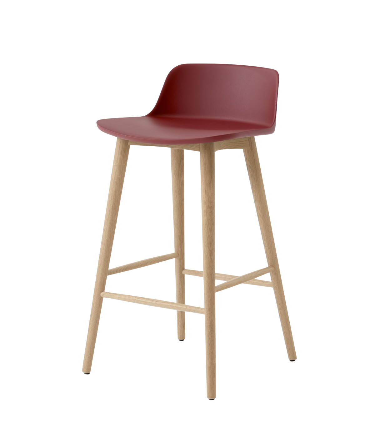 &Tradition Rely HW118 Barhocker Eiche Natur Gestell, Sitz Red Brown, moderner Design-Barstuhl