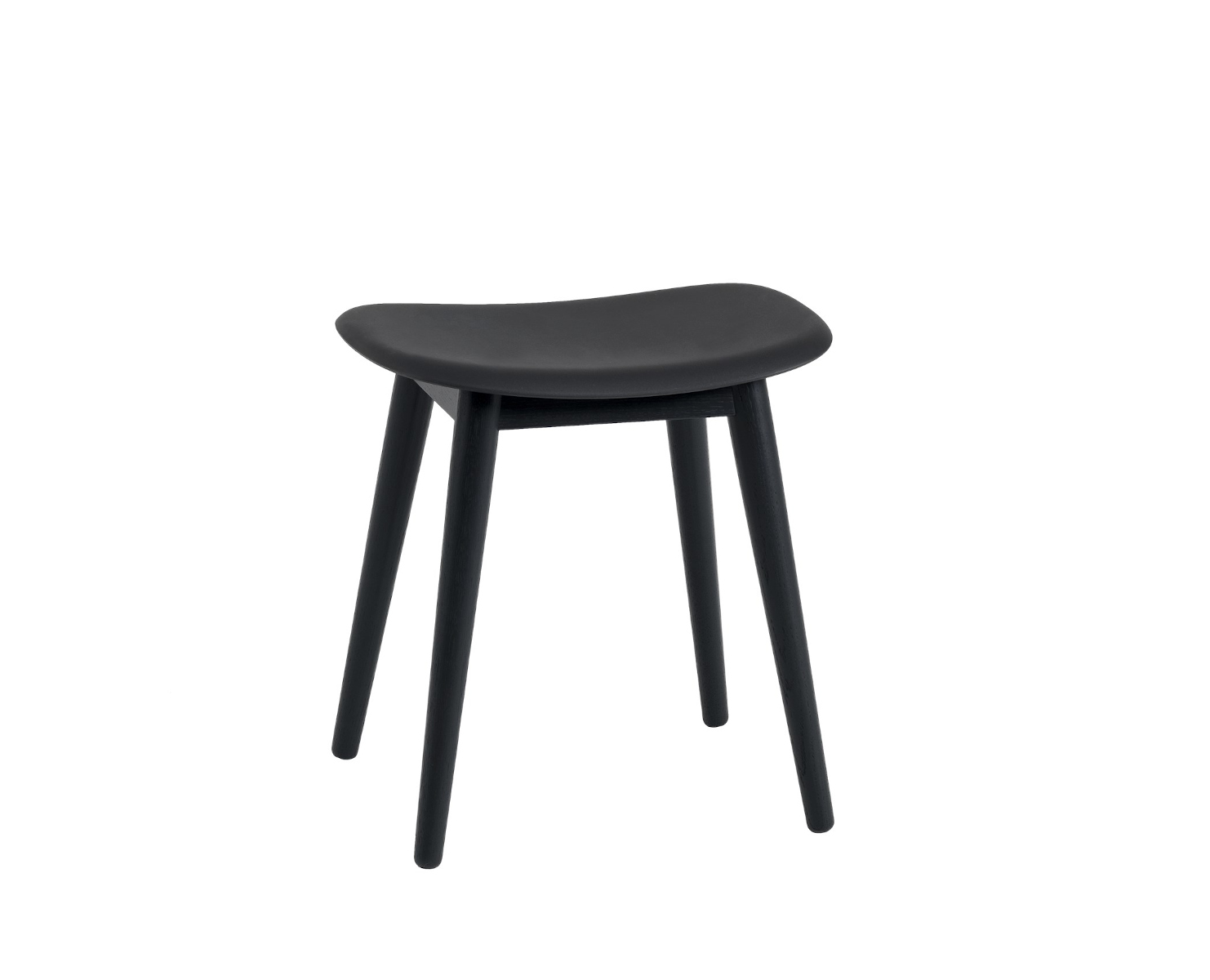 Fiber Stool, wood base, schwarz / schwarz