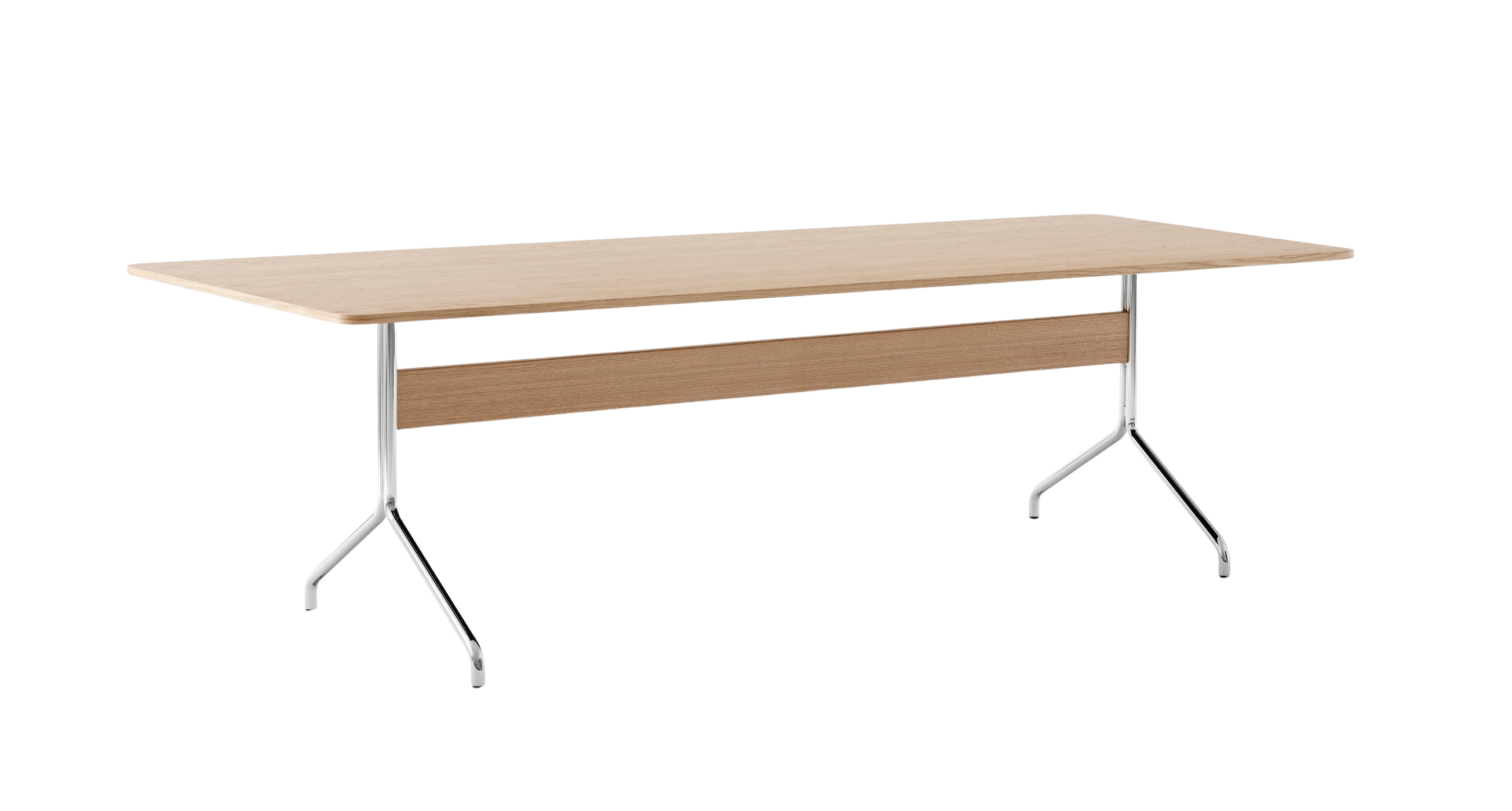 Pavilion AV24 Esstisch, 250 x 110 cm, chrom / eiche klar lackiert Pavilion AV24 Esstisch, 250 x 110 cm, chrom / eiche klar lackiert