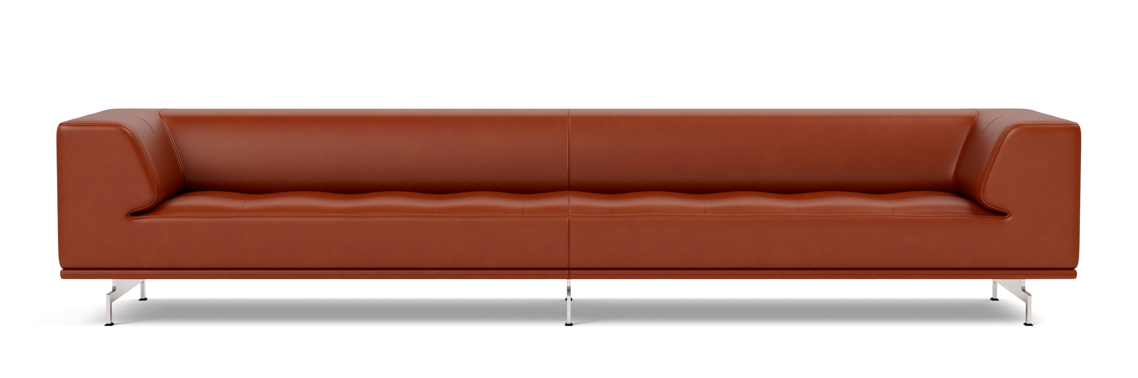 Delphi Sofa - Model 4512, brushed aluminium / leder cera 905 russet brown