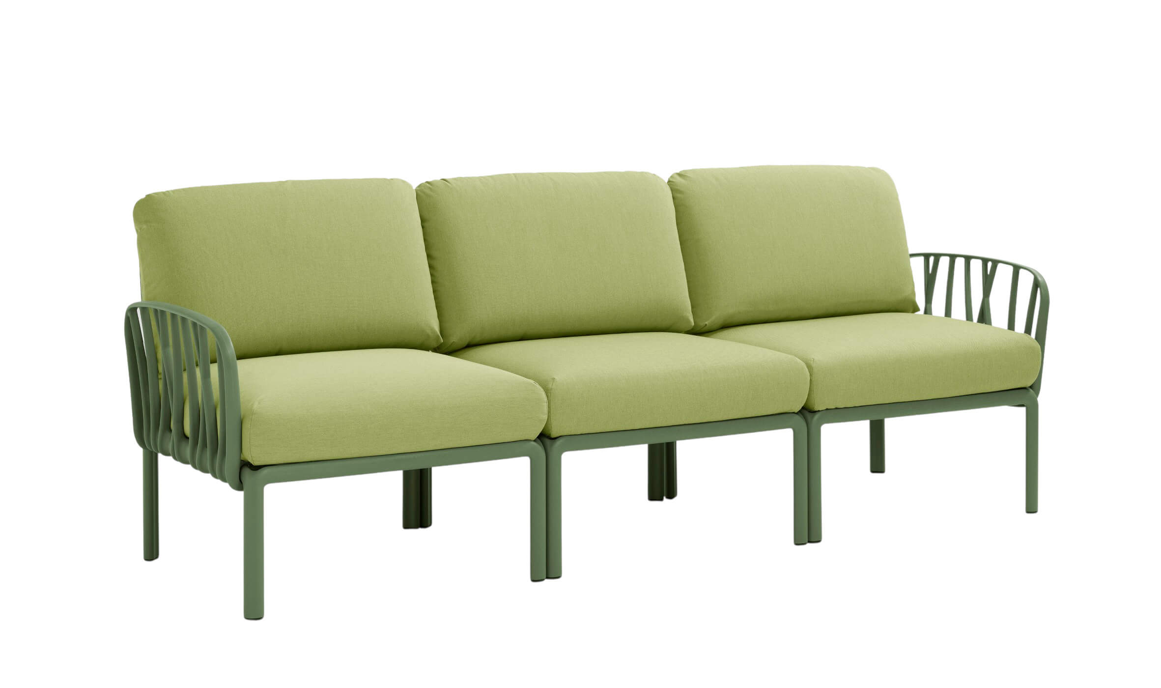 Nardi Komodo Gartensofa 3-Sitzer, agave, wetterfest, modular, komfortabel, modernes italienisches Outdoor-Design