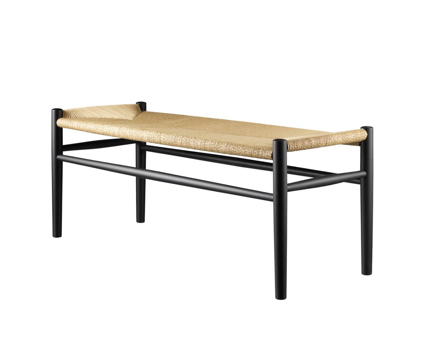 FDB Møbler J83B Bank, funktional, Buche schwarz, Naturgeflecht, nachhaltig, langlebig, skandinavischer Stil