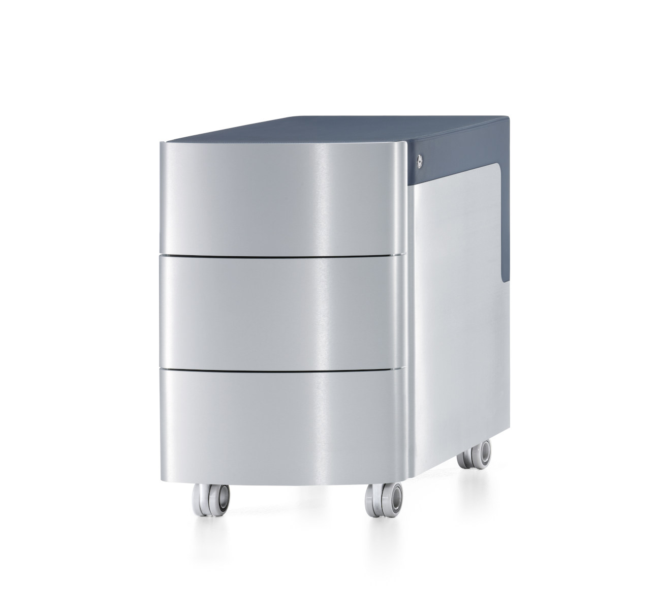 Interstuhl Silver 864S Rollcontainer aus Metall, mobil, abschließbar, 3 Schubladen, modernes Büro-Design