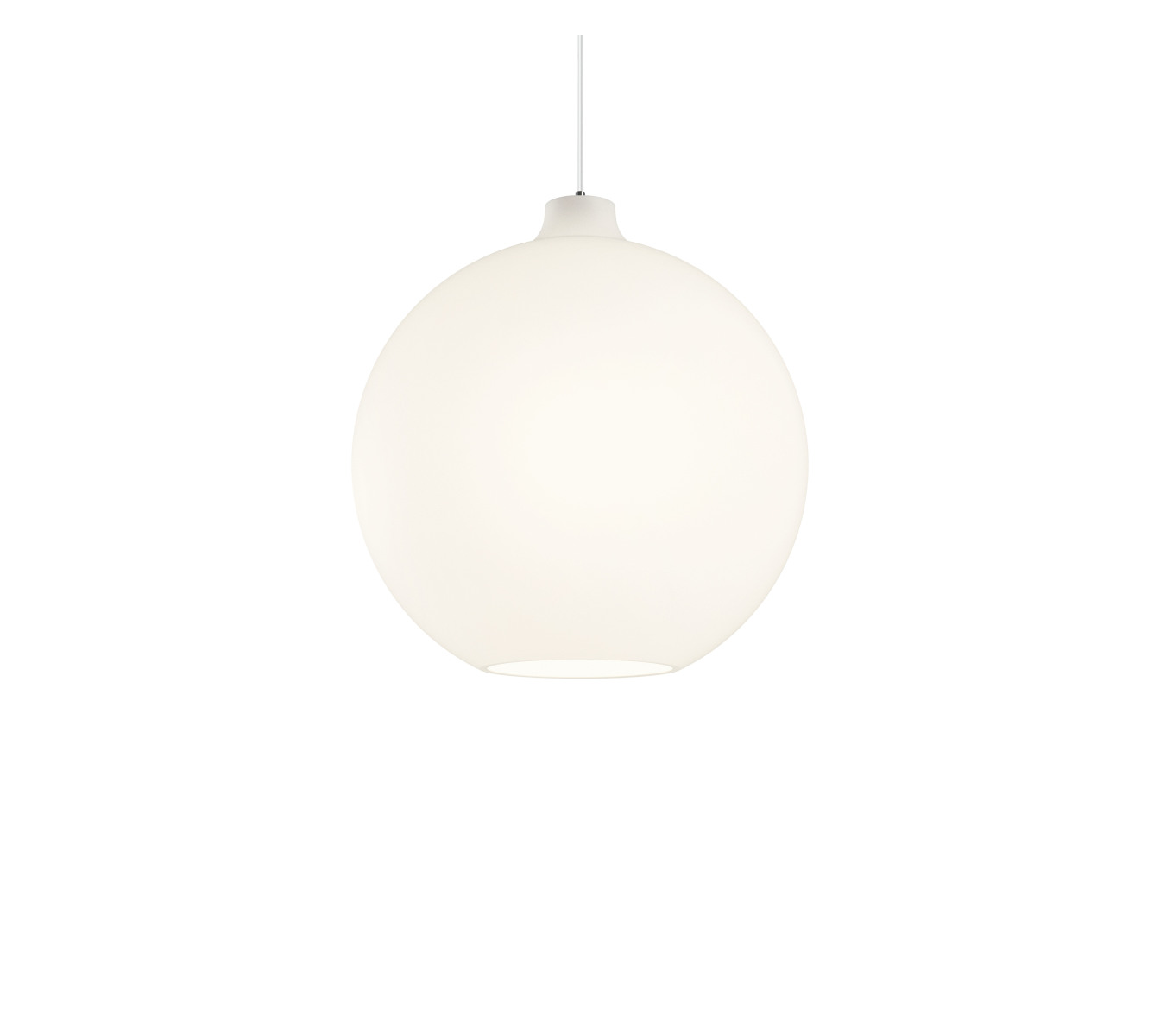 Louis Poulsen Wohlert Pendelleuchte Ø 40 cm, weißes Opalglas, elegantes Design, blendfreies Licht für Wohnräume