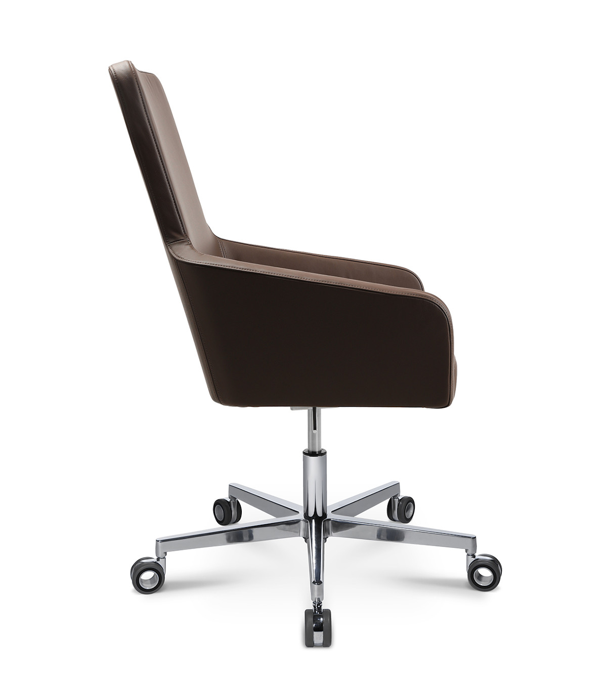 Design-Sessel Wagner W-Cube 1 High mit 5-Strahl-Aluminiumgestell poliert, komfortabler Highback-Sessel für Büro und Lounge