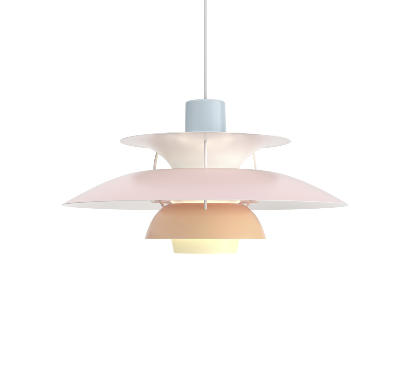 Louis Poulsen PH 5 Pastels Pendelleuchte Blue Rose Peach Louis Poulsen PH 5 Pendelleuchte Pastels Blue Rose Peach, Designlampe, dimmbar, skandinavischer Stil für Wohnräume