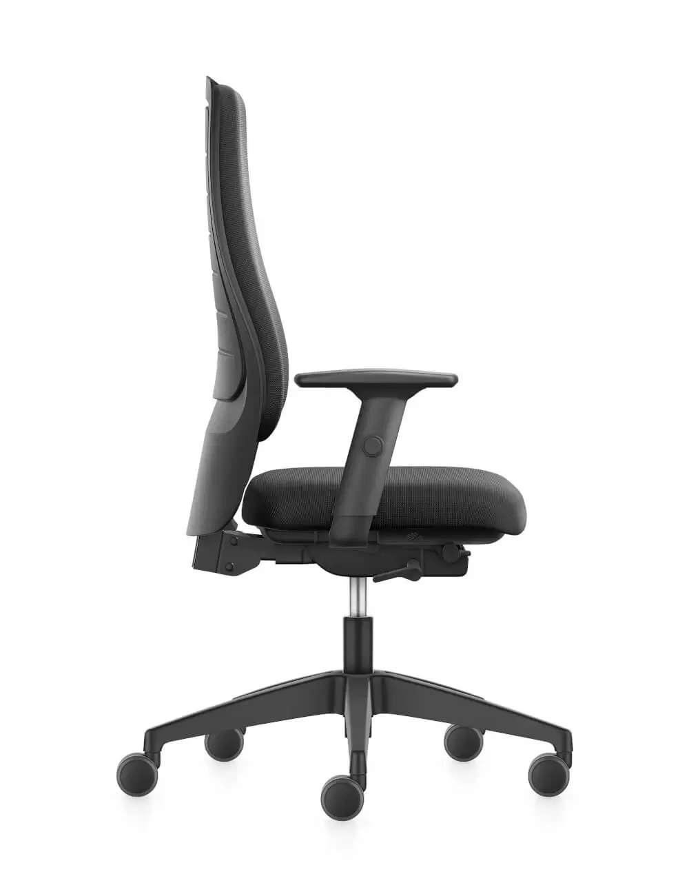 Interstuhl 152II Bürostuhl in Schwarz mit Armlehnen in linker Seitenansicht