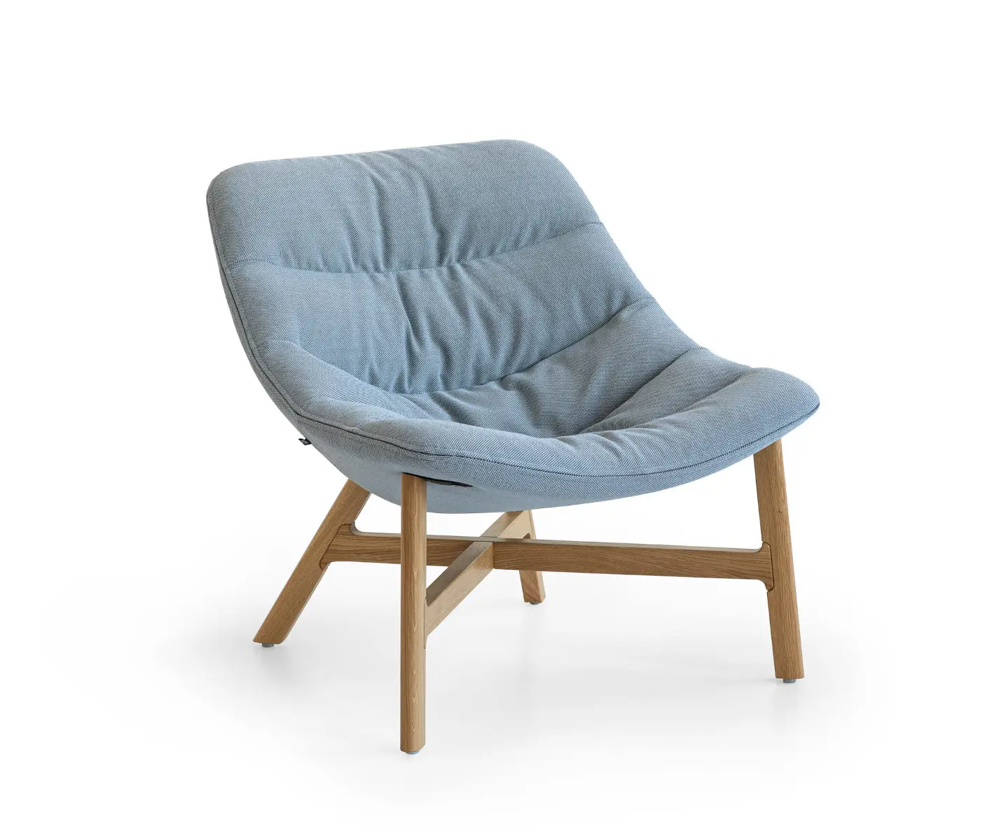 Noti Mishell Soft Sessel in Hellblau mit Holzbeinen als Freisteller