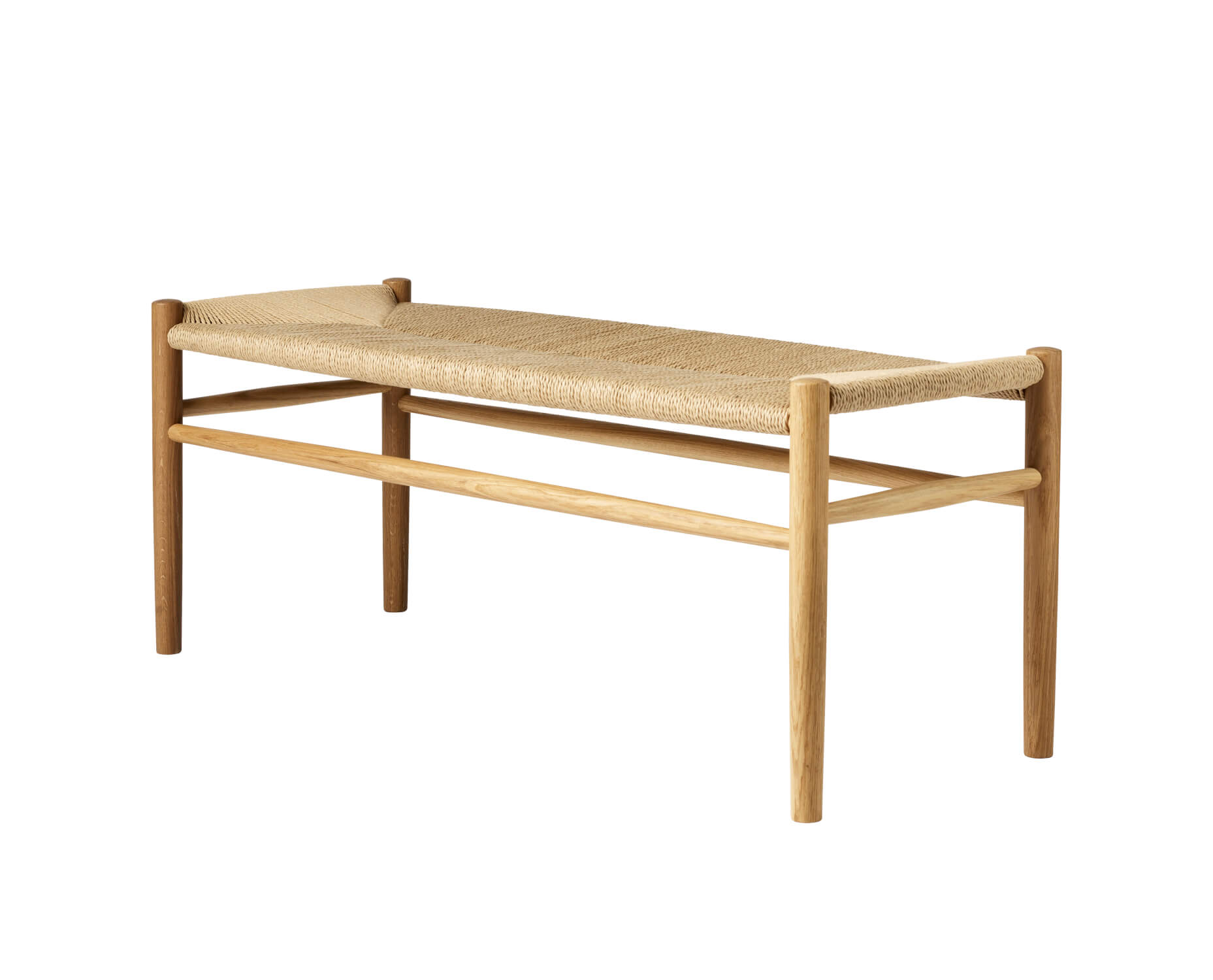 J83B Bank, eiche matt lackiert / naturgeflecht 