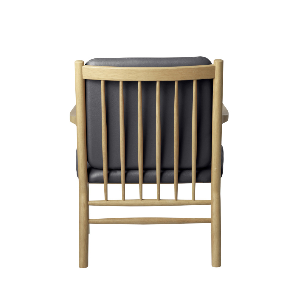 FDB Møbler J147 Sessel, nordischer Stil, Eiche natur, Leder schwarz, komfortabel, langlebig, funktional