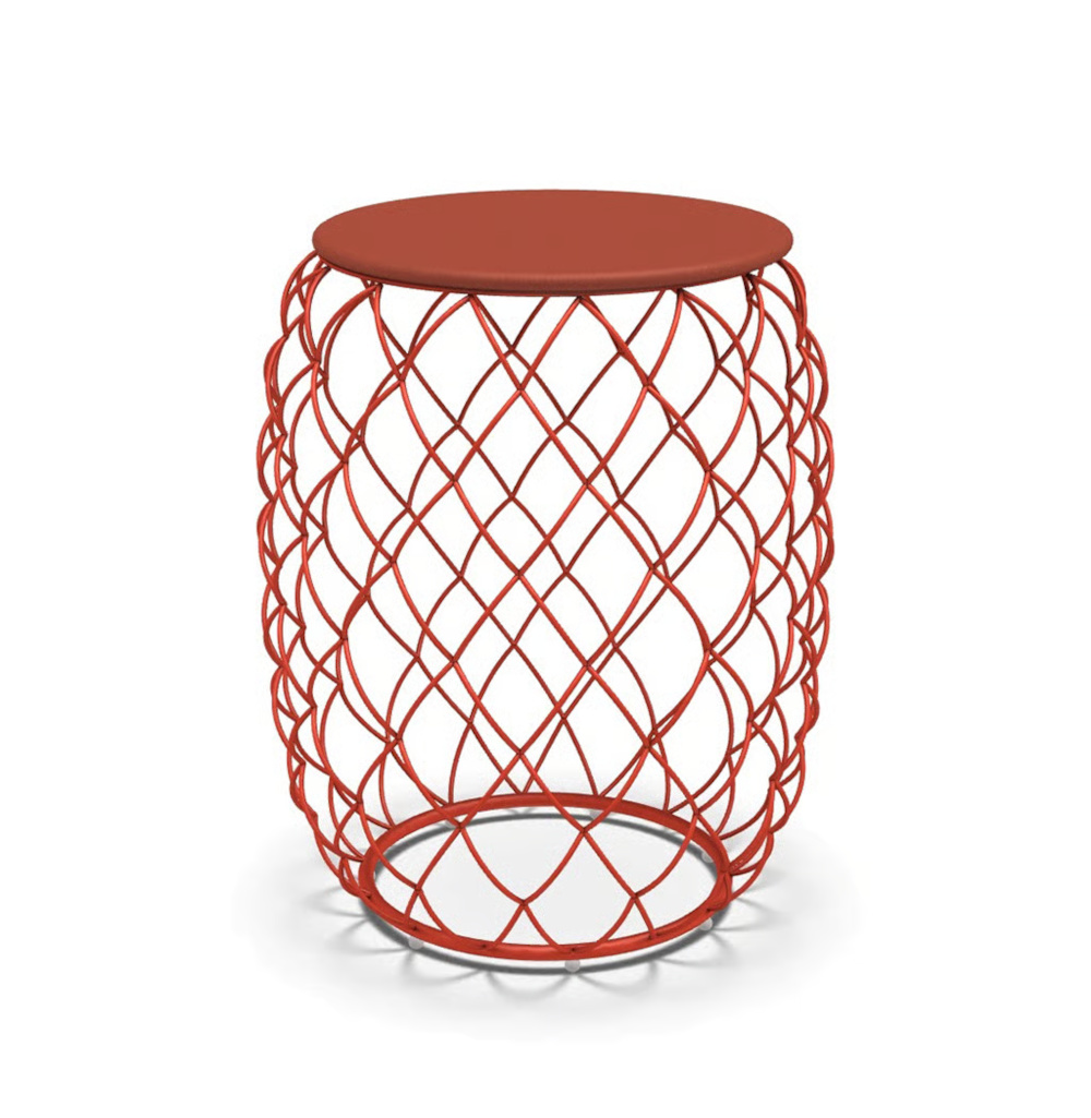 Magis Piña Beistelltisch Esche/Korallenrot – Design Magis Piña Beistelltisch, Esche mit korallenrotem Gestell, modernes italienisches Design, stabil und stilvoll