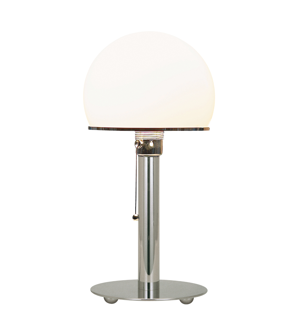 Tecnolumen Wagenfeld WA 24 Tischleuchte im klassischen Bauhaus-Stil mit Glas- und Metallkomponenten