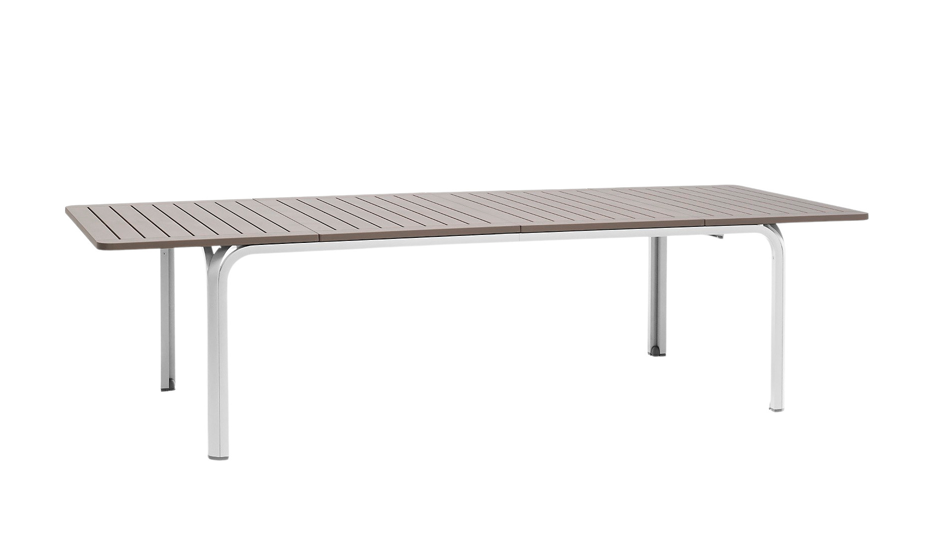 Nardi Alloro Ausziehtisch 210 cm, tortora/weiß, wetterfest, Outdoor-Tisch, leicht, langlebig, Made in Italy