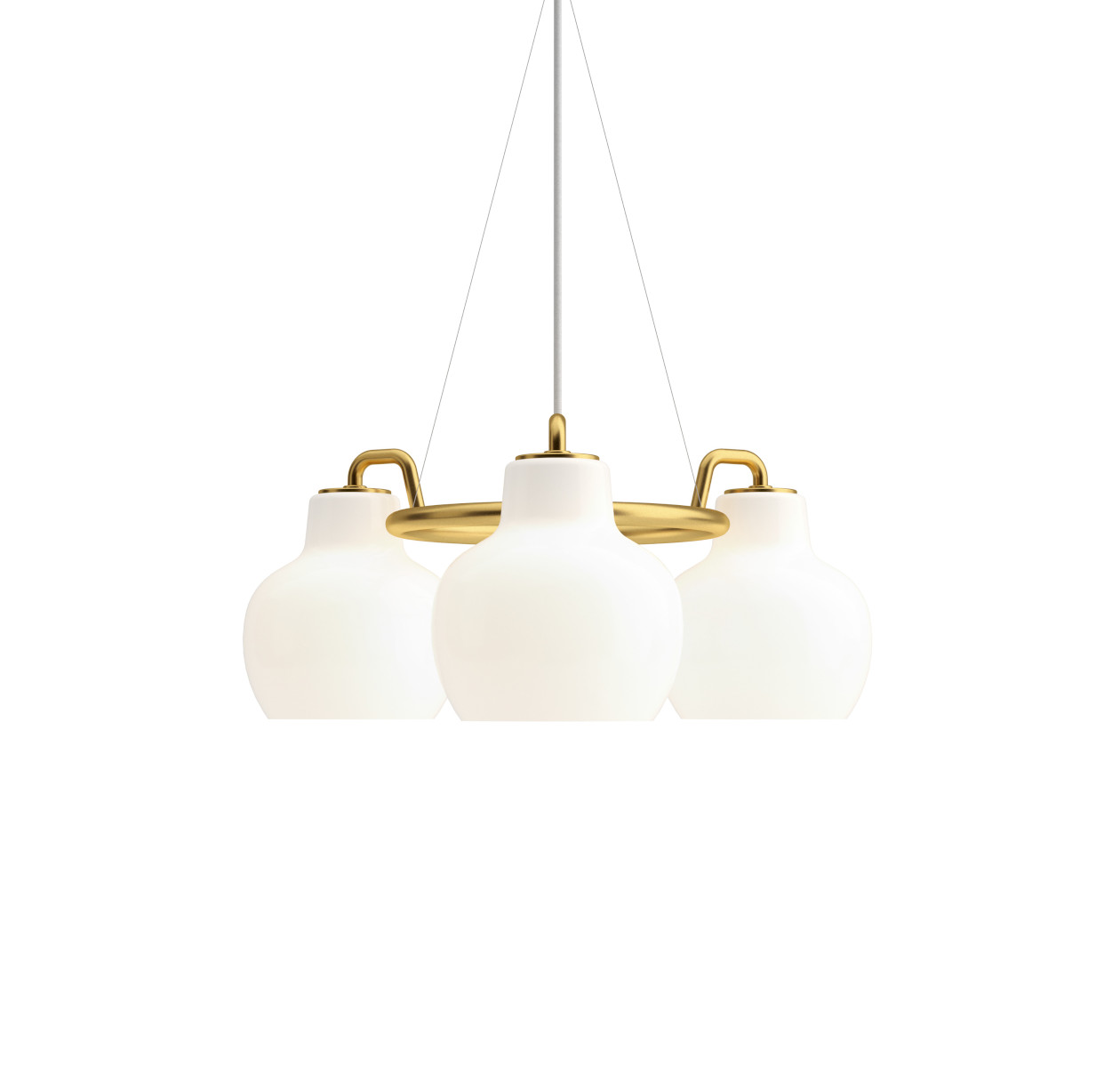 Louis Poulsen VL Ring Crown 3 Pendelleuchte, Messing, opales Glas, skandinavisches Design, elegante Raumbeleuchtung