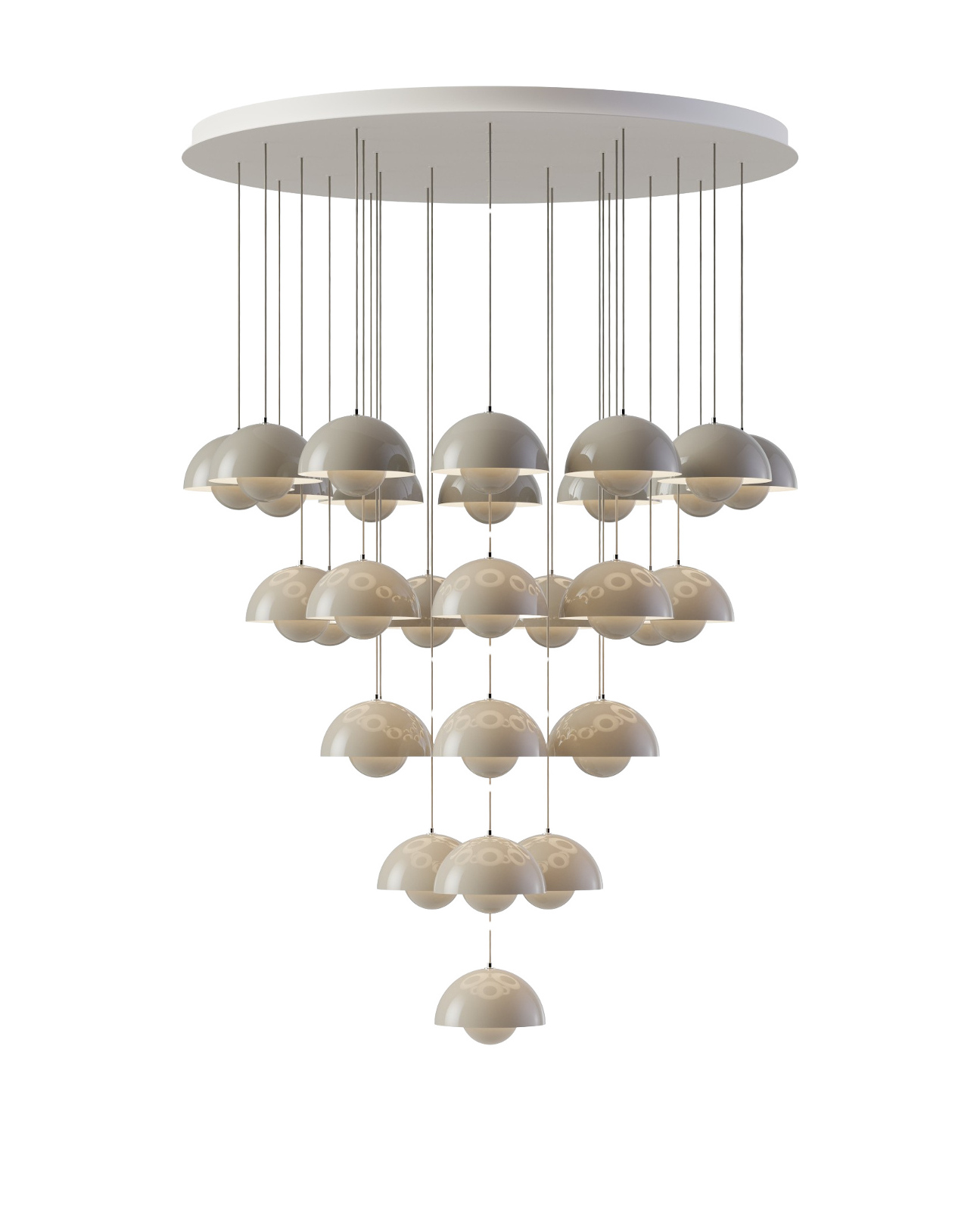 Flowerpot VP1 Kronleuchte, 31 pendants, grey beige Flowerpot VP1 Kronleuchte, 31 pendants, grey beige