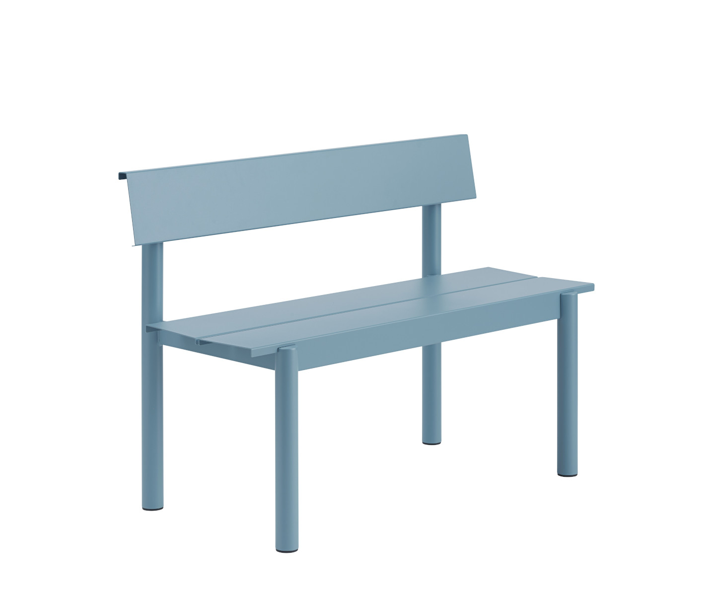 Linear Steel Gartenbank mit Rückenlehne, 110 cm, pale blue