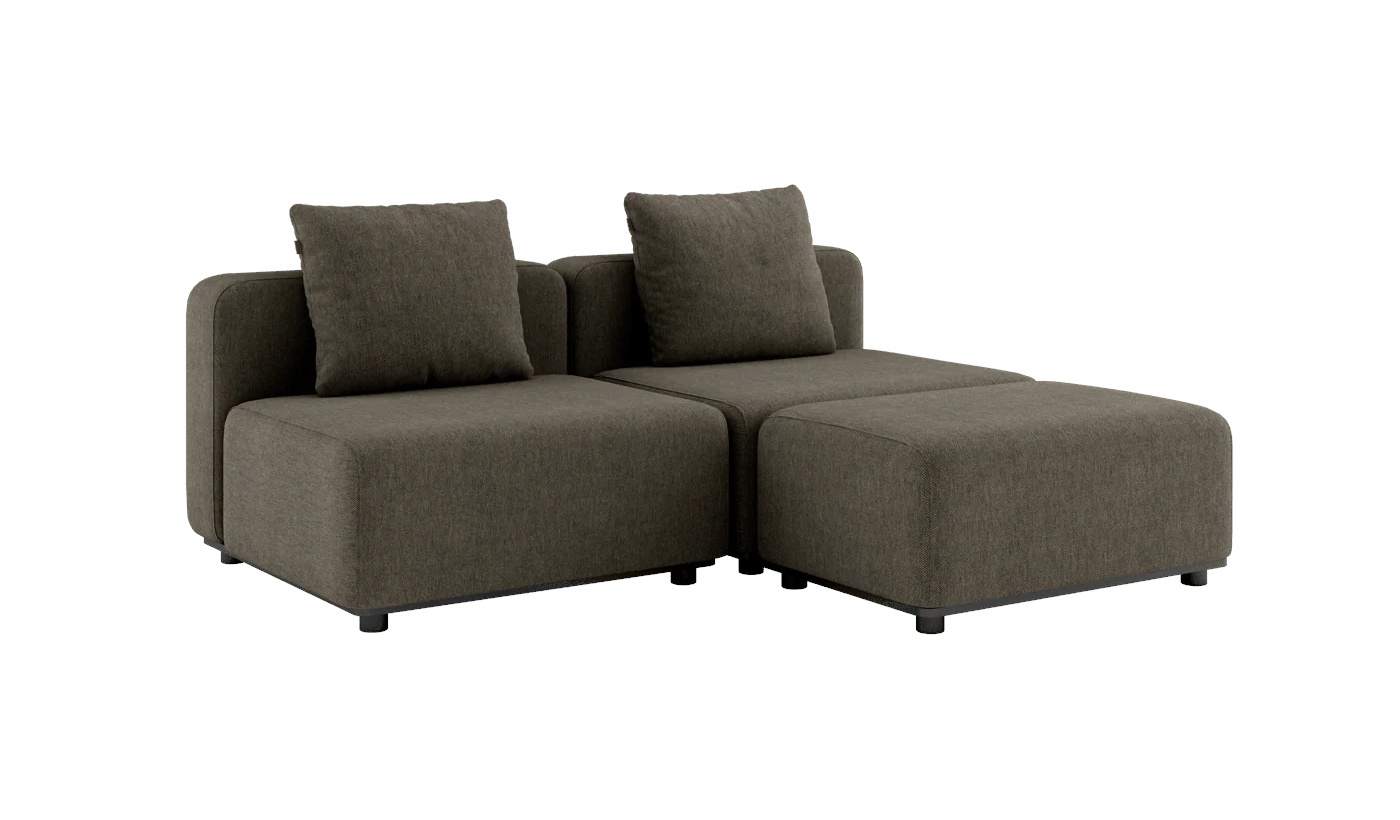 Cobana Loungesofa 2-Sitzer ohne Armlehnen mit Hocker, cobana braun