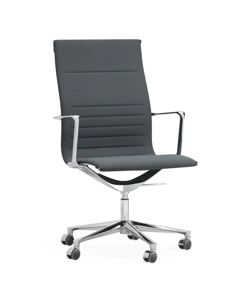 ICF Una Chair 718 High Back 5 Star Base Bürostuhl mit hoher Rückenlehne, Armlehnen und Aluminium-Fußkreuz mit Rollen.