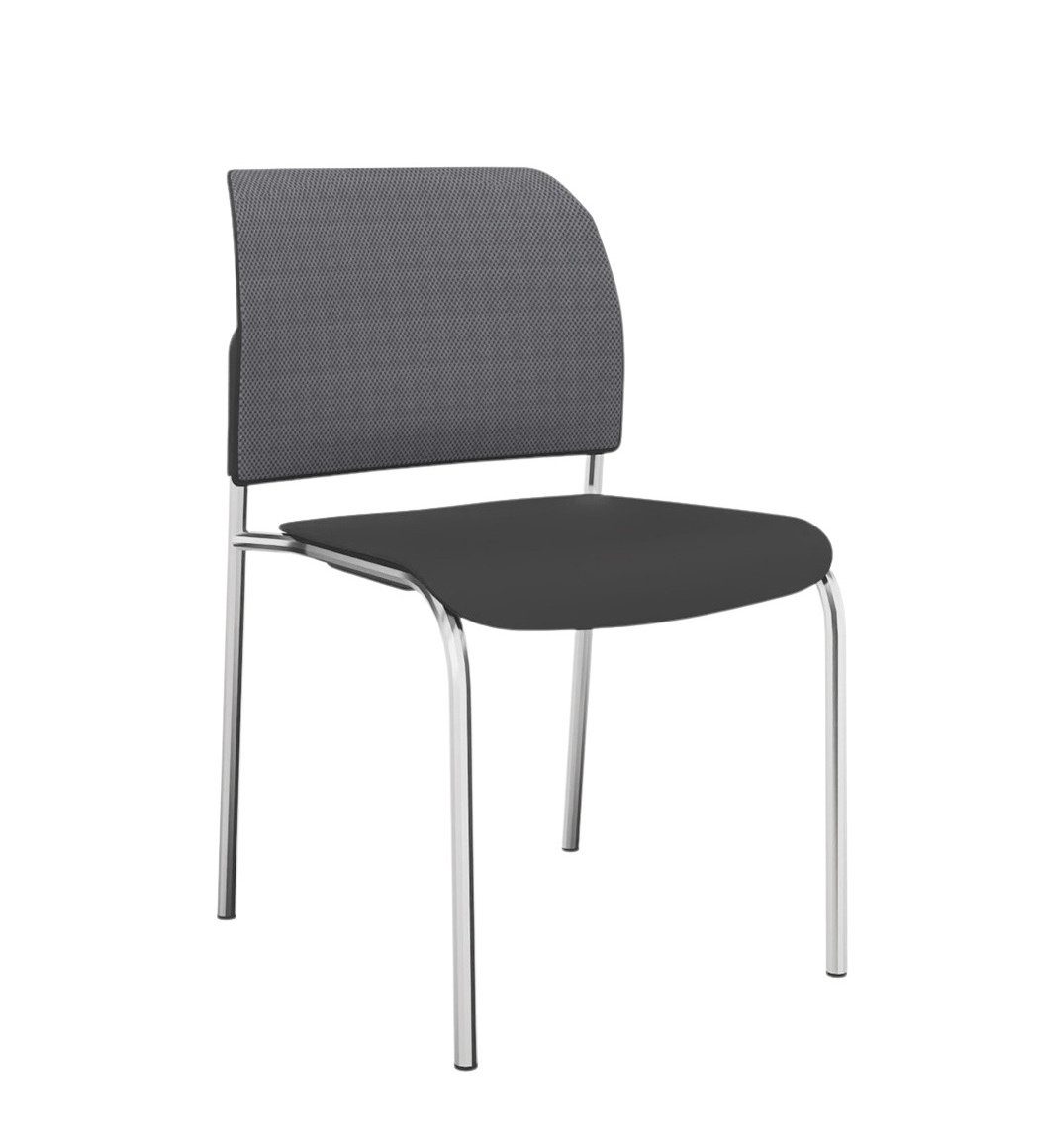 Bit 555H Stuhl, 4-Fuß, Sitz aus Kunststoff, Netzrücken