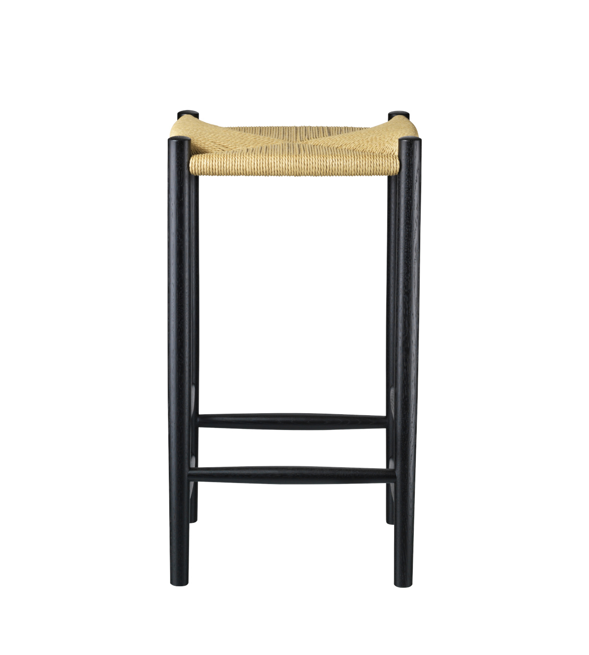 FDB Møbler J164C Barhocker, höhenverstellbar, Eiche schwarz, Naturgeflecht, nachhaltig, funktional, nordisch