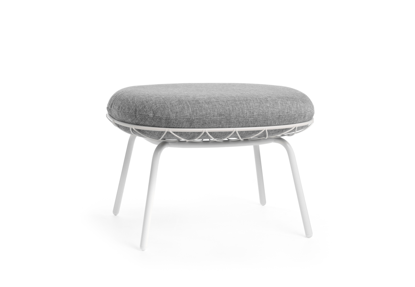 Magis Piña Outdoor Ottoman, weiß/graumelange, moderner Sitzhocker, wetterfest, komfortabel, italienisches Design