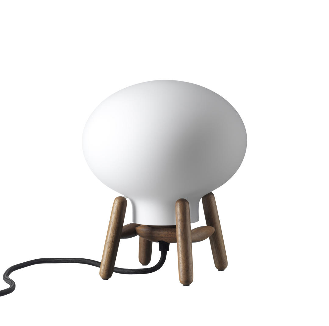 FDB Møbler U6 Hiti Mini Tischleuchte, opalglas & walnuss, nordisches Design, nachhaltig, funktional