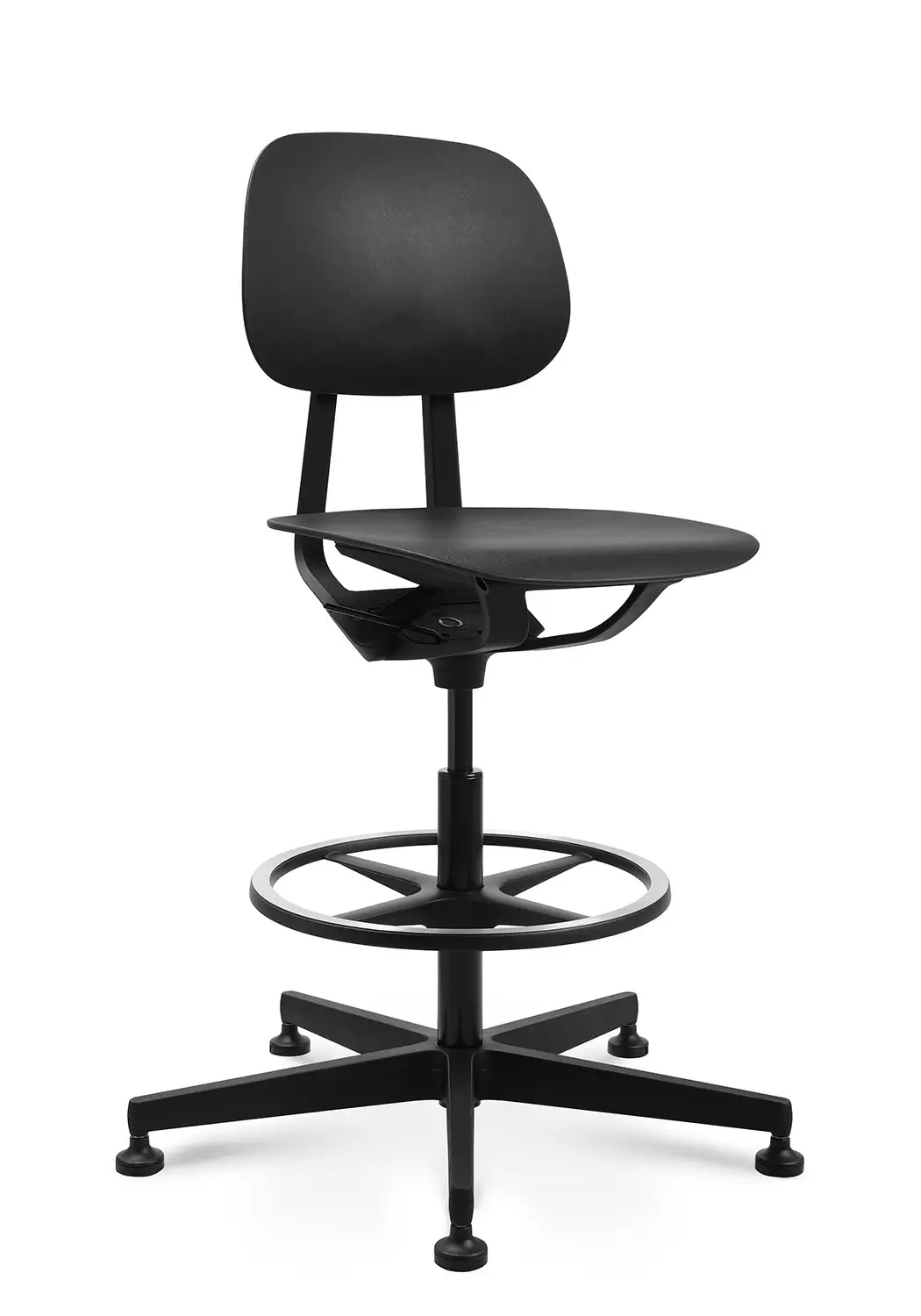 Wagner S2 Work Arbeitsstuhl in Schwarz mit ergonomischer Sitzfläche und Rückenlehne in Frontalperspektive.