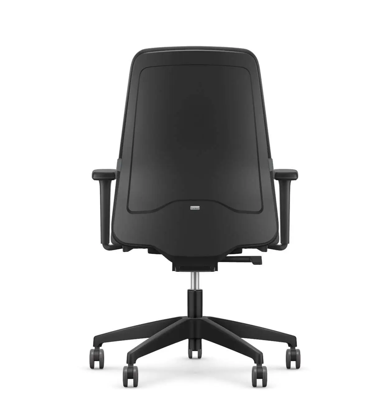 Interstuhl EVERY EV156 Bürostuhl in Schwarz mit hoher Rückenlehne und Armlehnen in Rückansicht