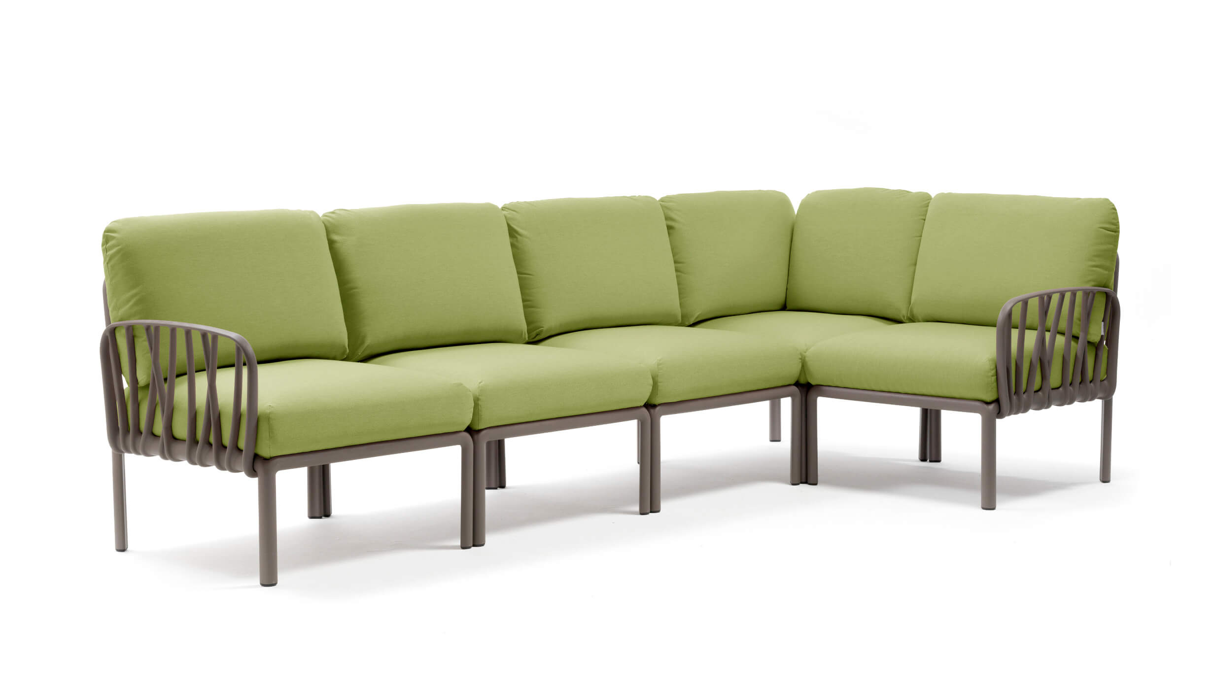 Nardi Komodo 5 Gartensofa, tortora/avocado, Outdoor-Sofa, wetterfest, modular, italienisches Design, langlebig