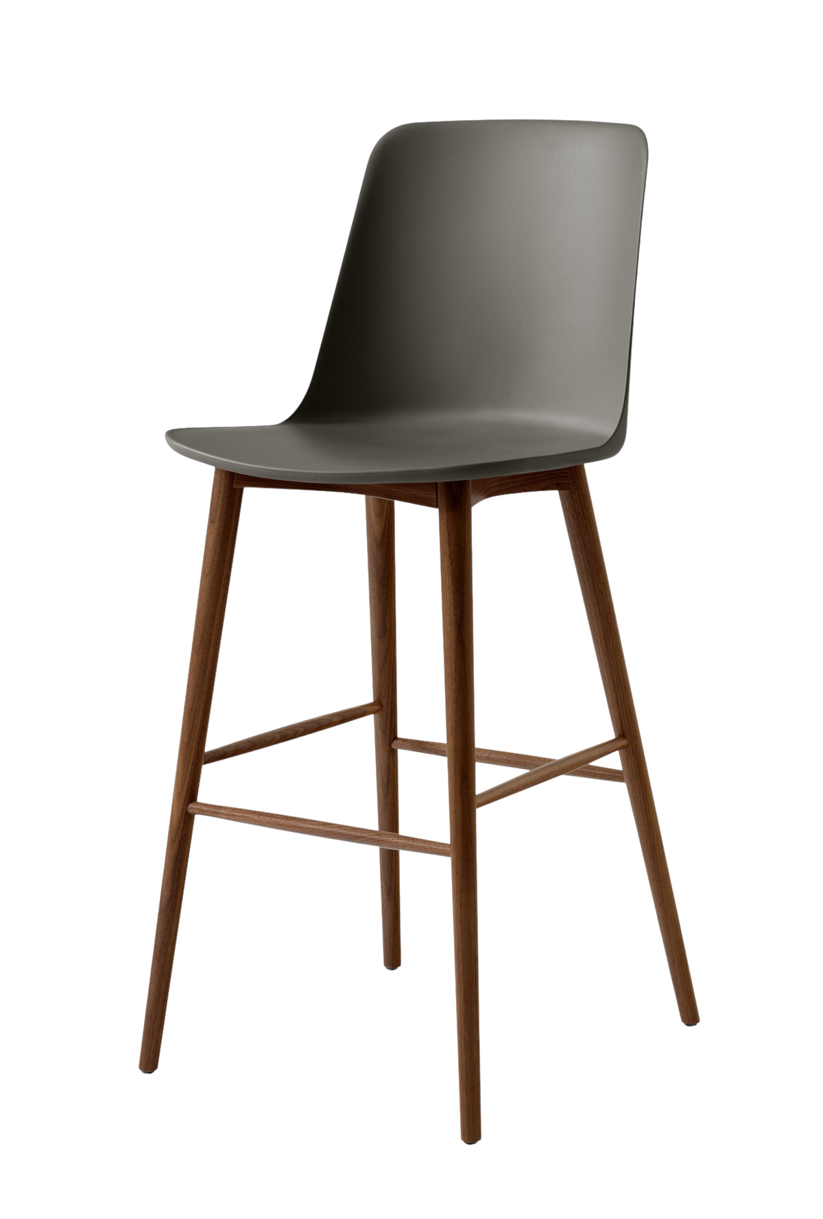 &Tradition Rely HW133 Barstuhl Walnuss/Stone Grey, ergonomisch, stilvoller Design Barhocker