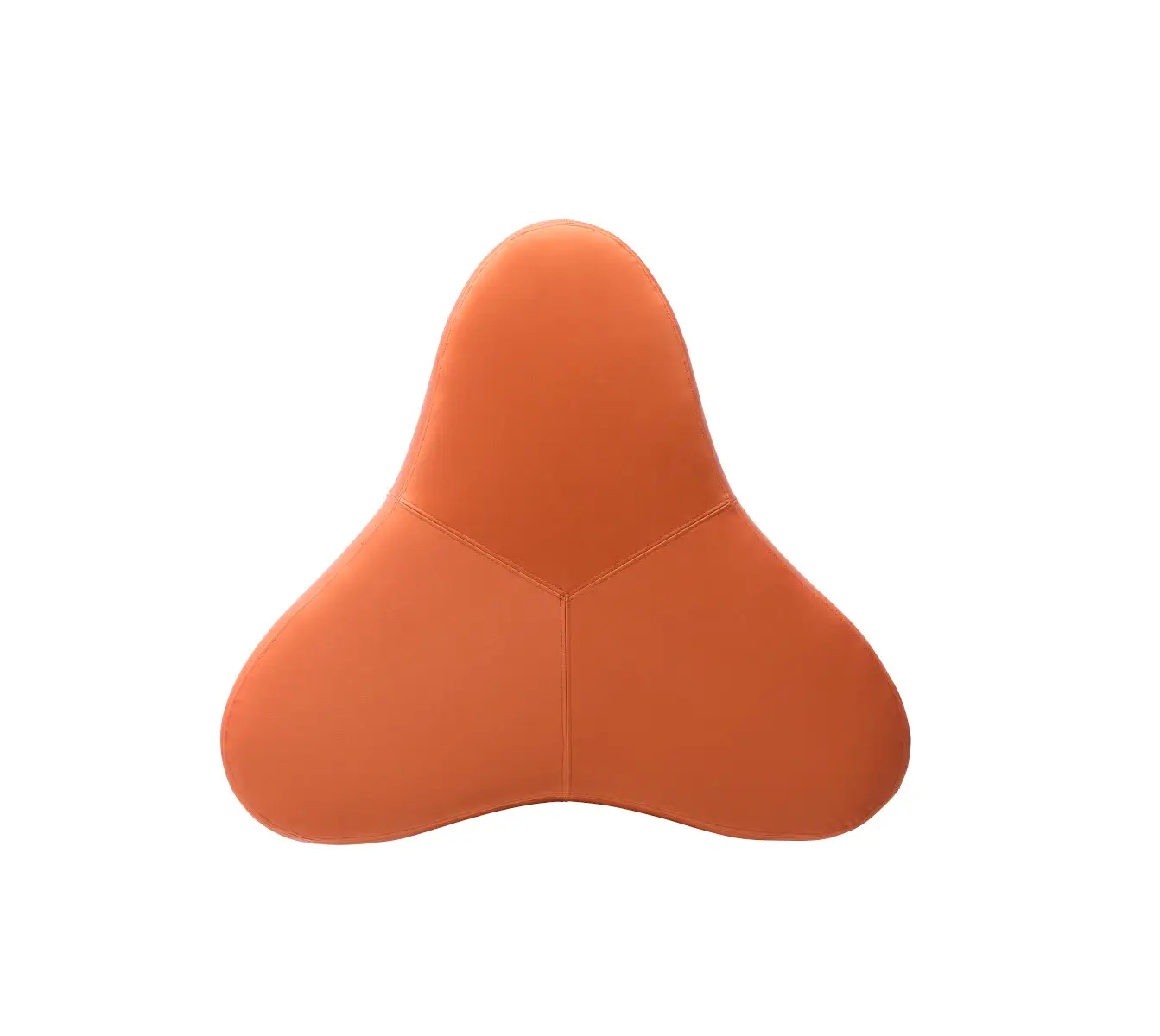 Softline Chat Hocker Small in Orange aus erhöhter Perspektive mit dreiteiliger, organisch geformter Sitzfläche und sichtbaren Nähten.