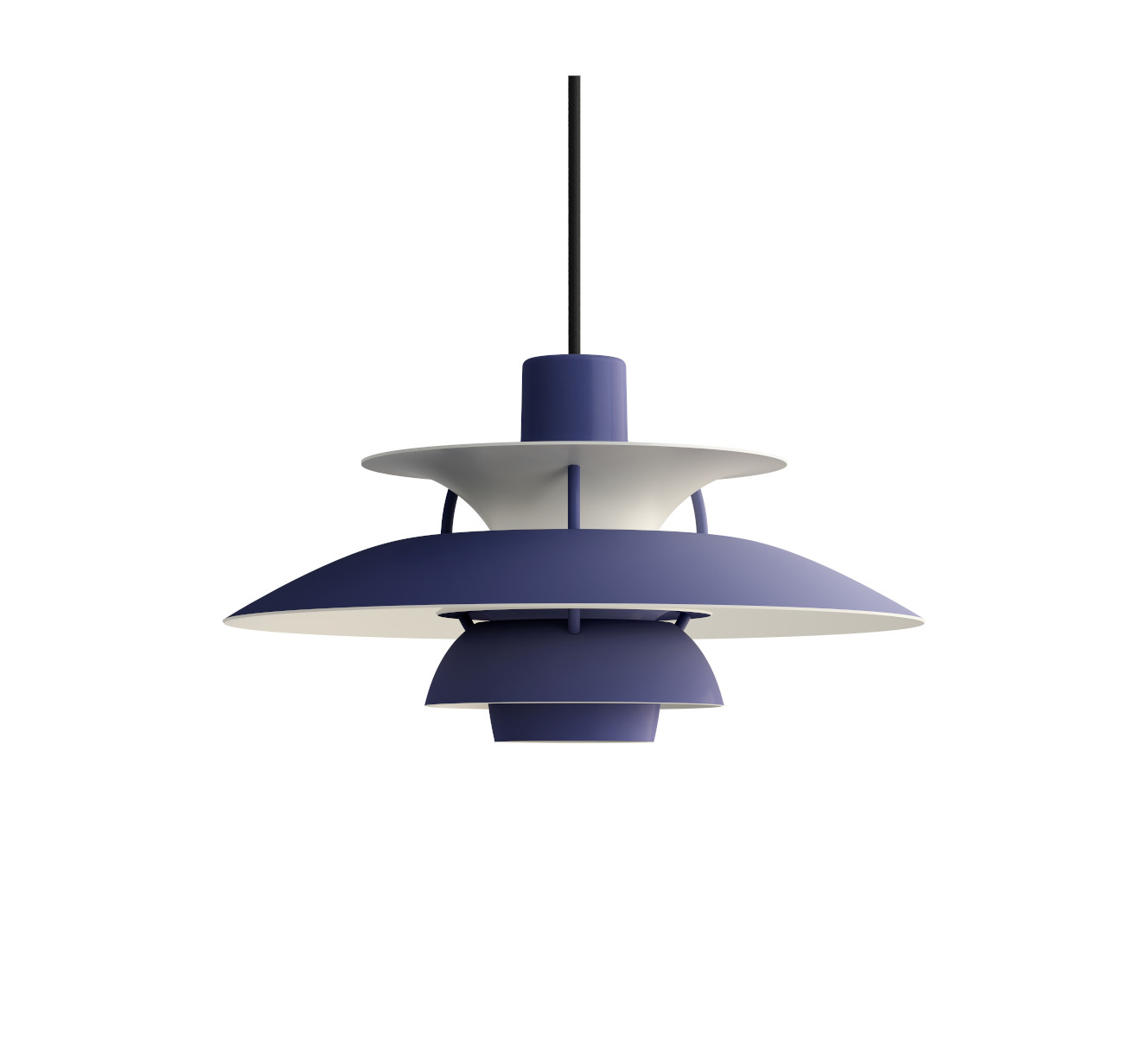 Louis Poulsen PH 5 Mini Pendelleuchte dusty indigo, monochrom, skandinavisches Design, kompakt, elegante Beleuchtung