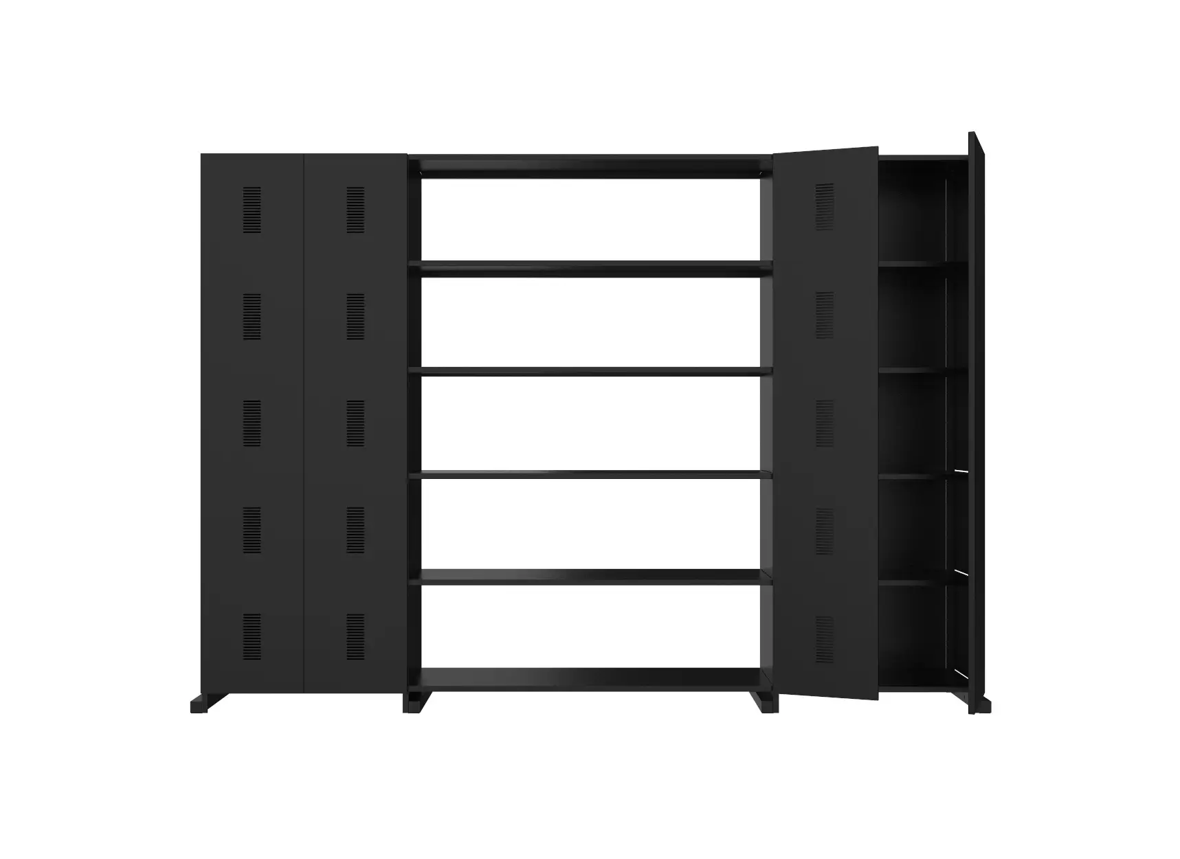 Zeus Alfiere Bücherregal 292 × 35 cm in Kupferschwarz aus Stahl mit offenem Regalsystem für moderne Wohn- und Objektbereiche.