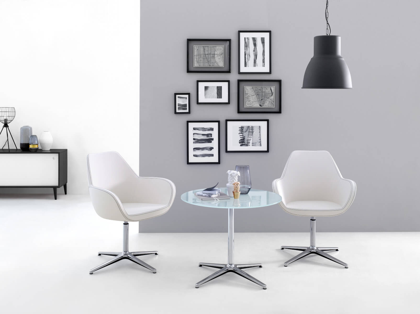 Profim Fan 10R Loungesessel drehbar, stabiler Tellerfuß mit Rückholspindel, ideal für Büro, Hotel und Wartezone