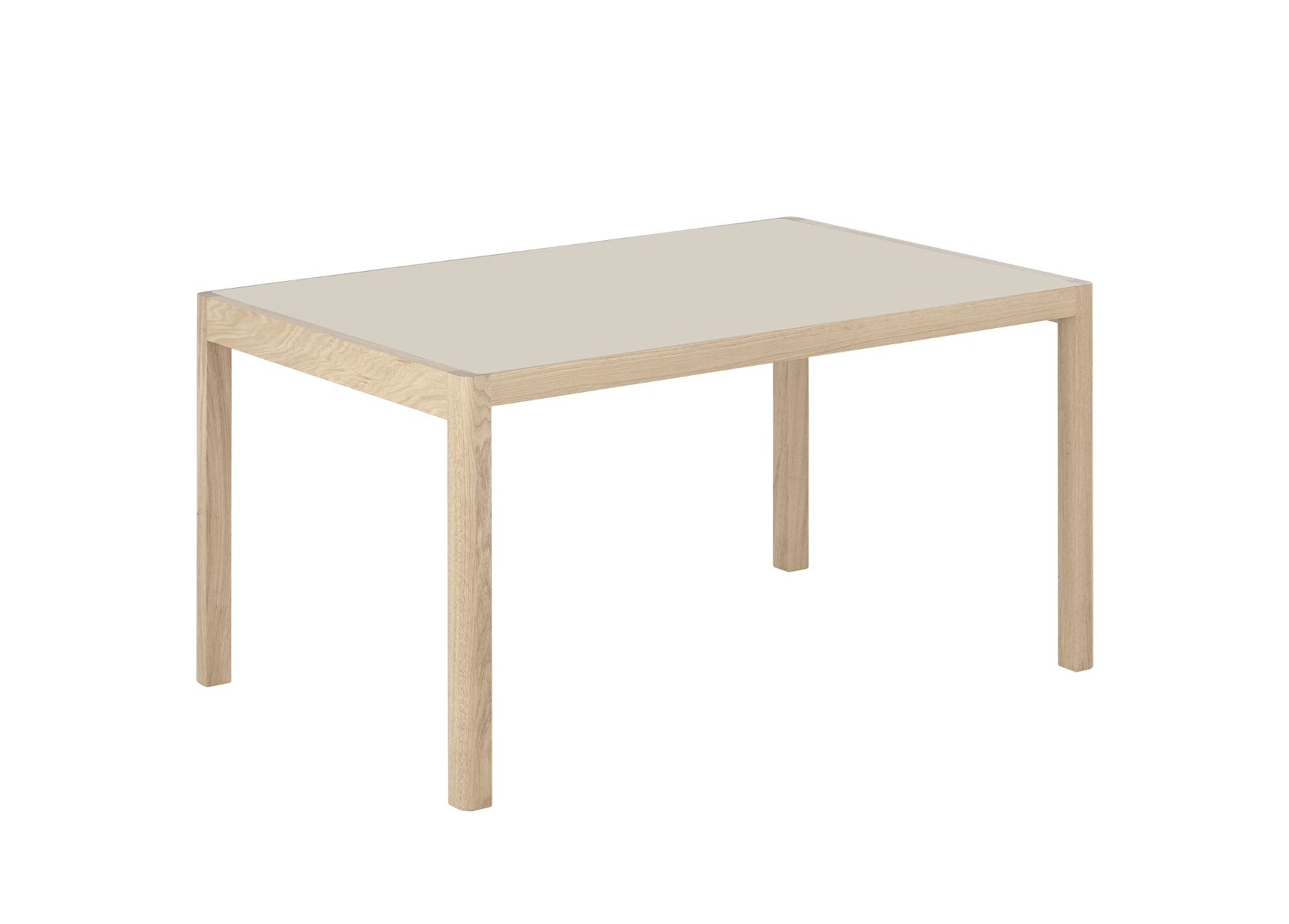 Workshop Tisch, 140 x 92 cm, warm grey linoleum / eiche natur