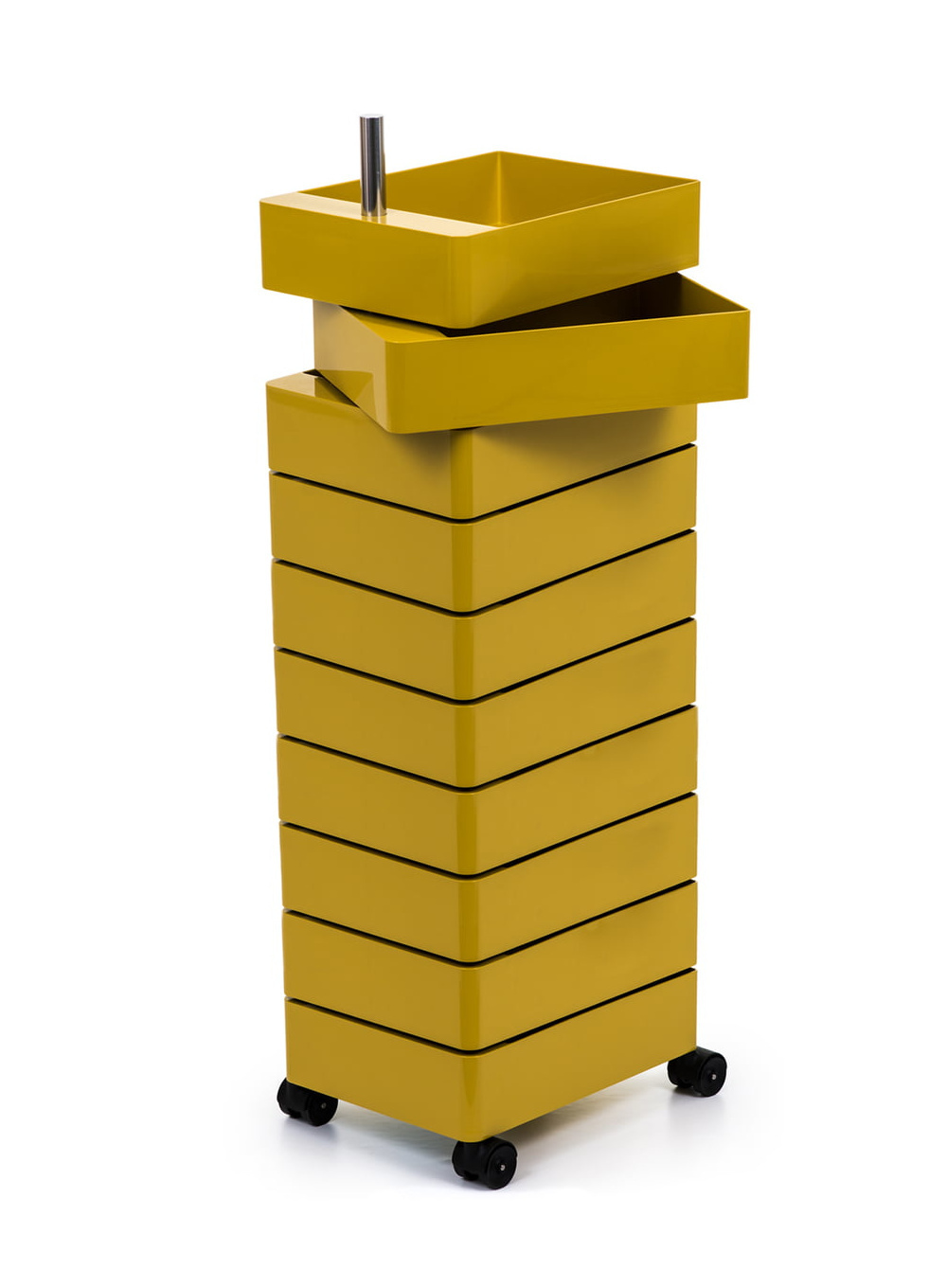 Magis 360° Rollcontainer gelb, 10 Fächer, moderner Stauraum, mobil, langlebig, italienisches Design