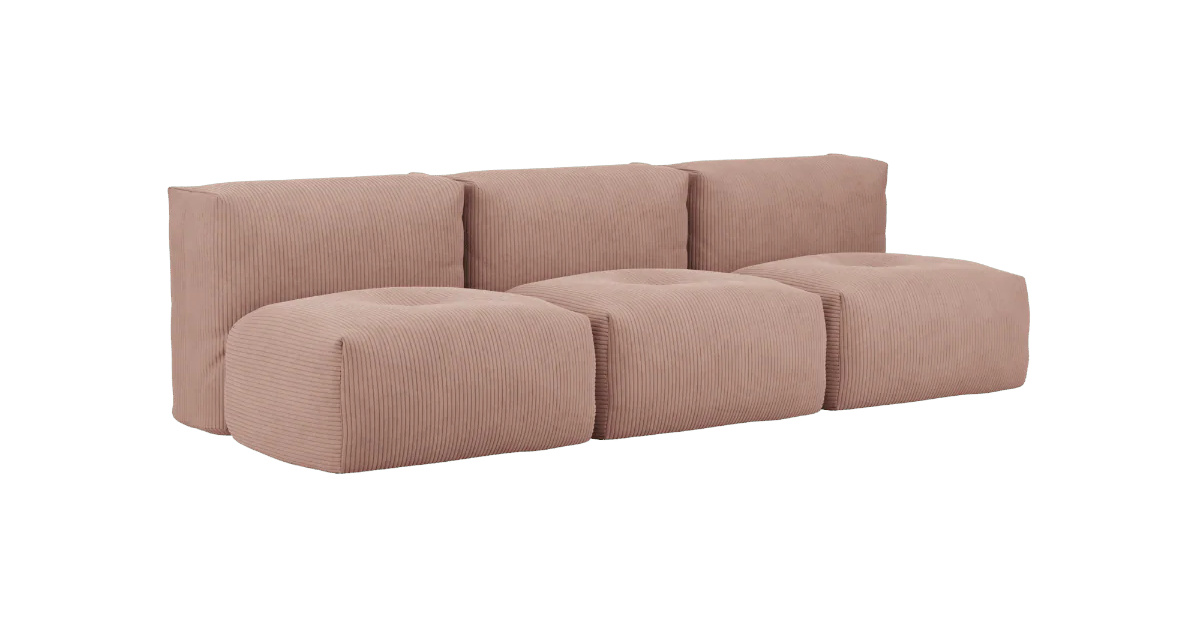 Soft Sofa 3-Sitzer ohne Armlehne, corduroy rose