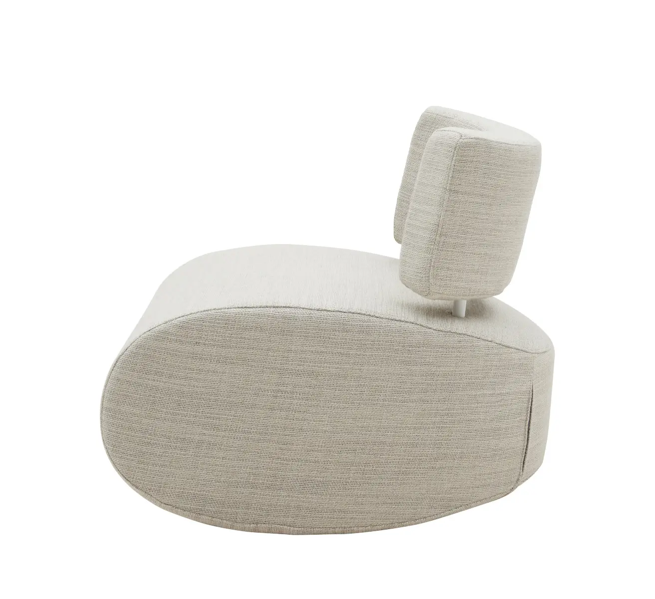 Softline Apollo Sessel in Hellgrau aus seitlicher Perspektive mit abgerundeter Sitzfläche und gepolsterter Rückenlehne auf zwei schmalen Halterungen.