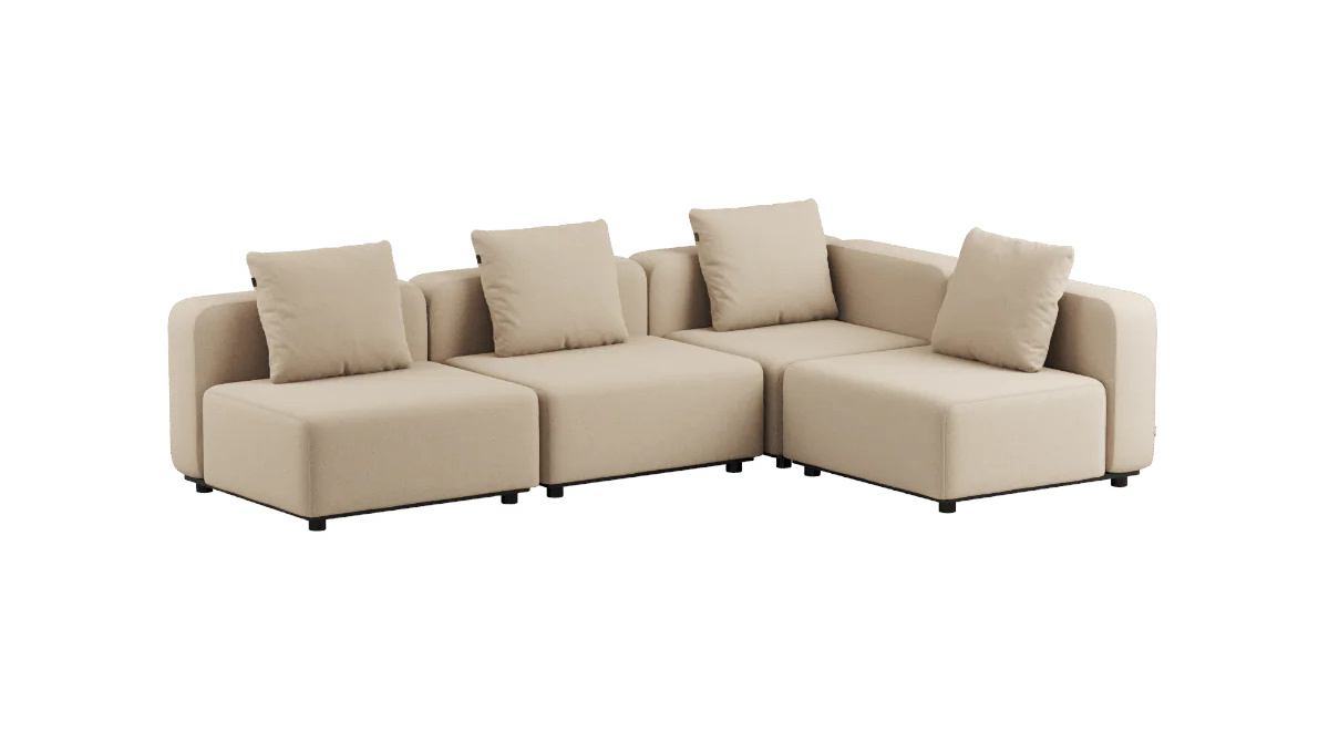 Cobana Ecksofa 4-Sitzer ohne Armlehne, boucle beige