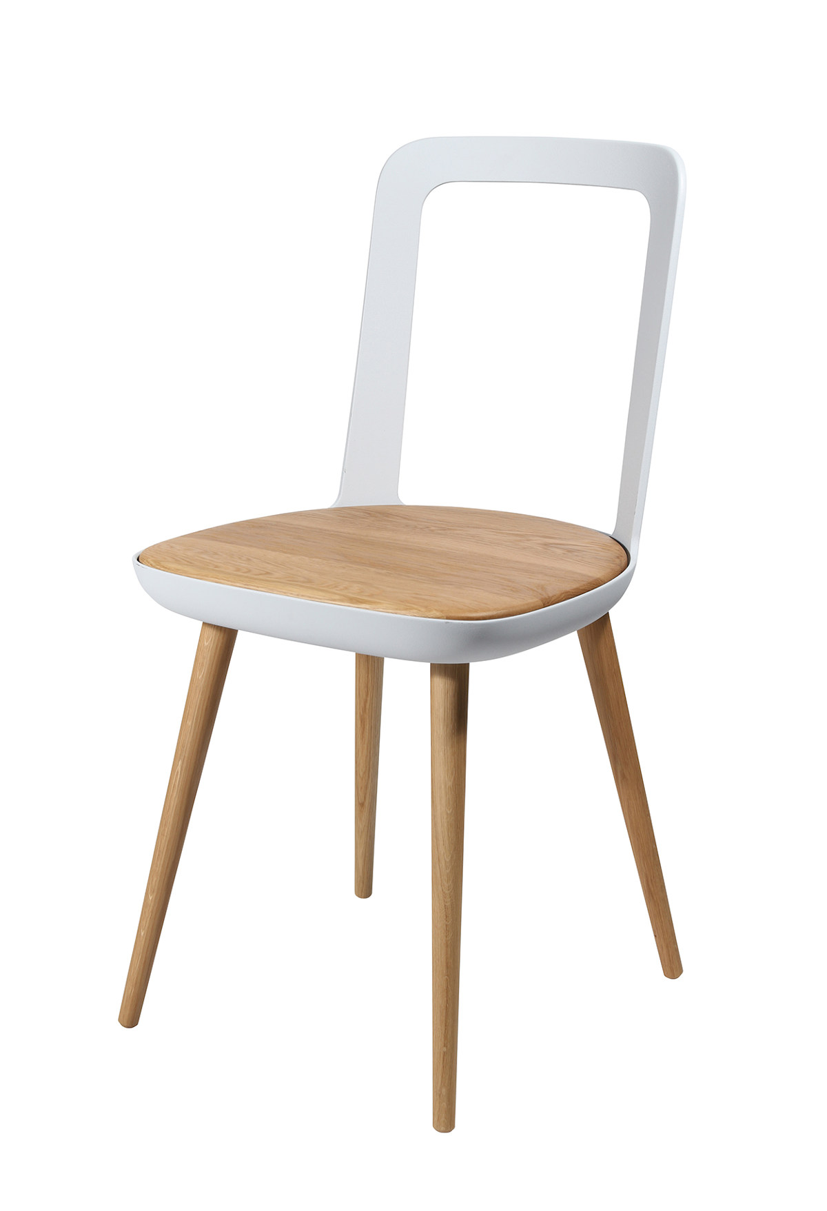 Wagner W-2020 Designerstuhl mit Kunststoffschale und geölten Eichenholzbeinen – moderner Holzstuhl mit natürlicher Optik