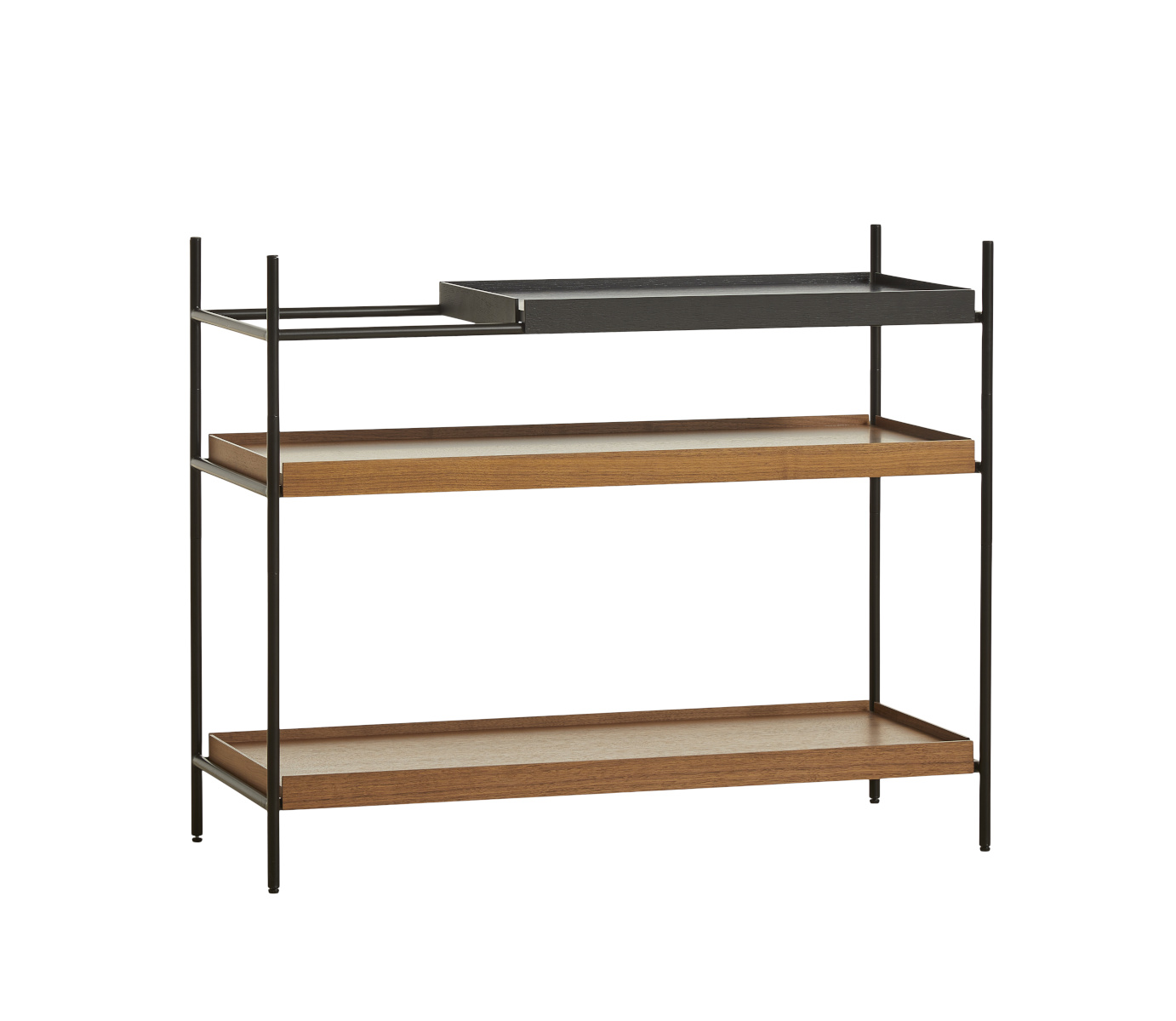 Tray Regal Niedrig, schwarz / walnuss Tray Regal Niedrig, schwarz / walnuss
