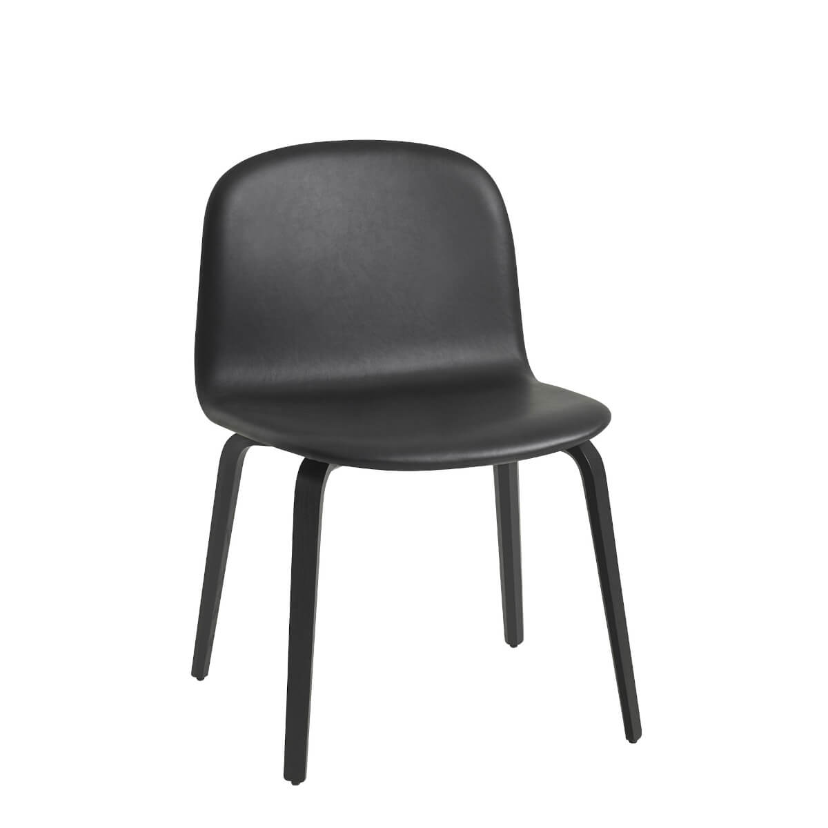 Visu Wide Chair, wood base, refine leder schwarz / schwarz Visu Wide Chair, wood base, refine leder schwarz / schwarz